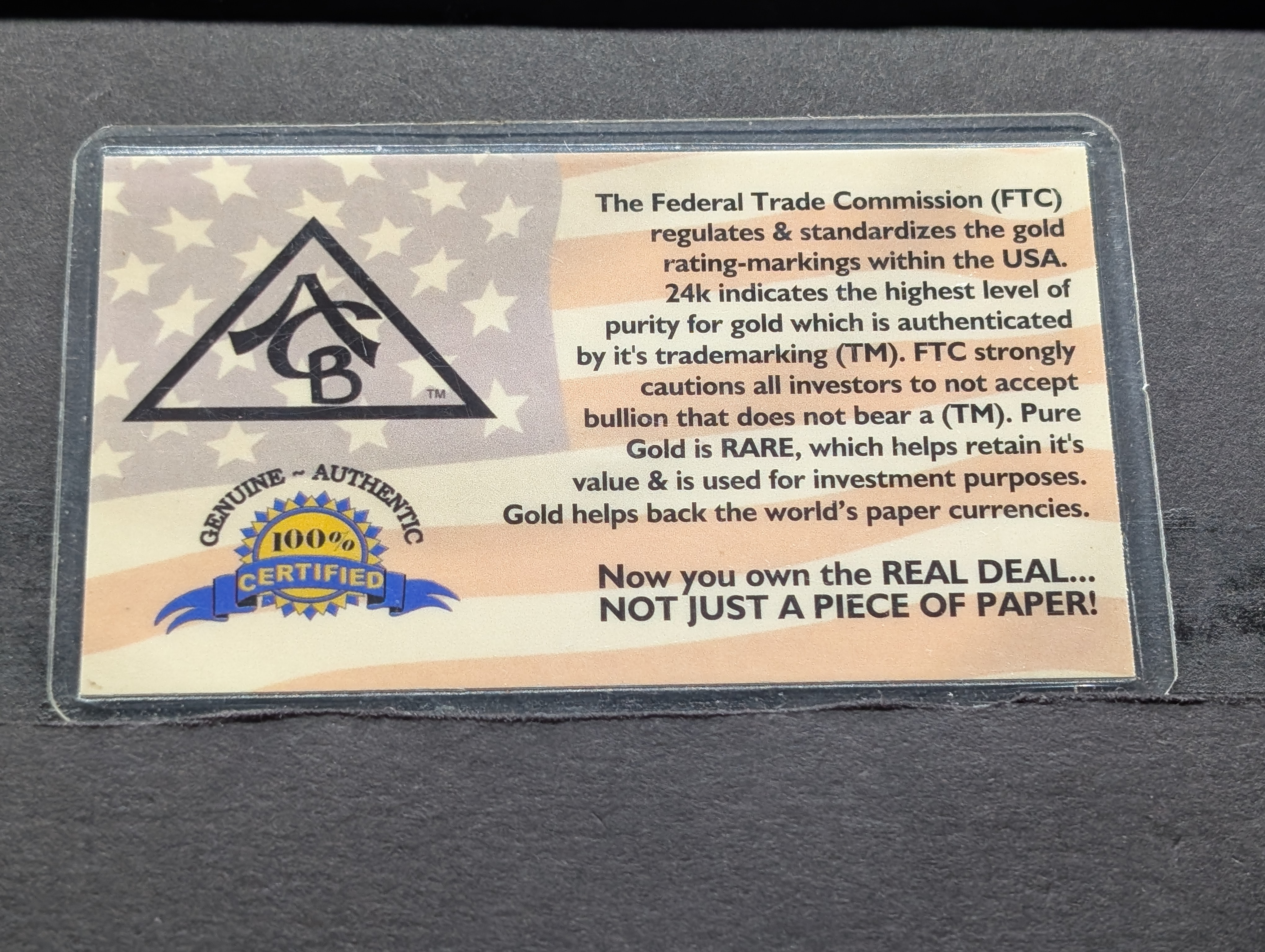 Genuine .9999 1/4th Grain 24kt Gold Bar - In Assay Card