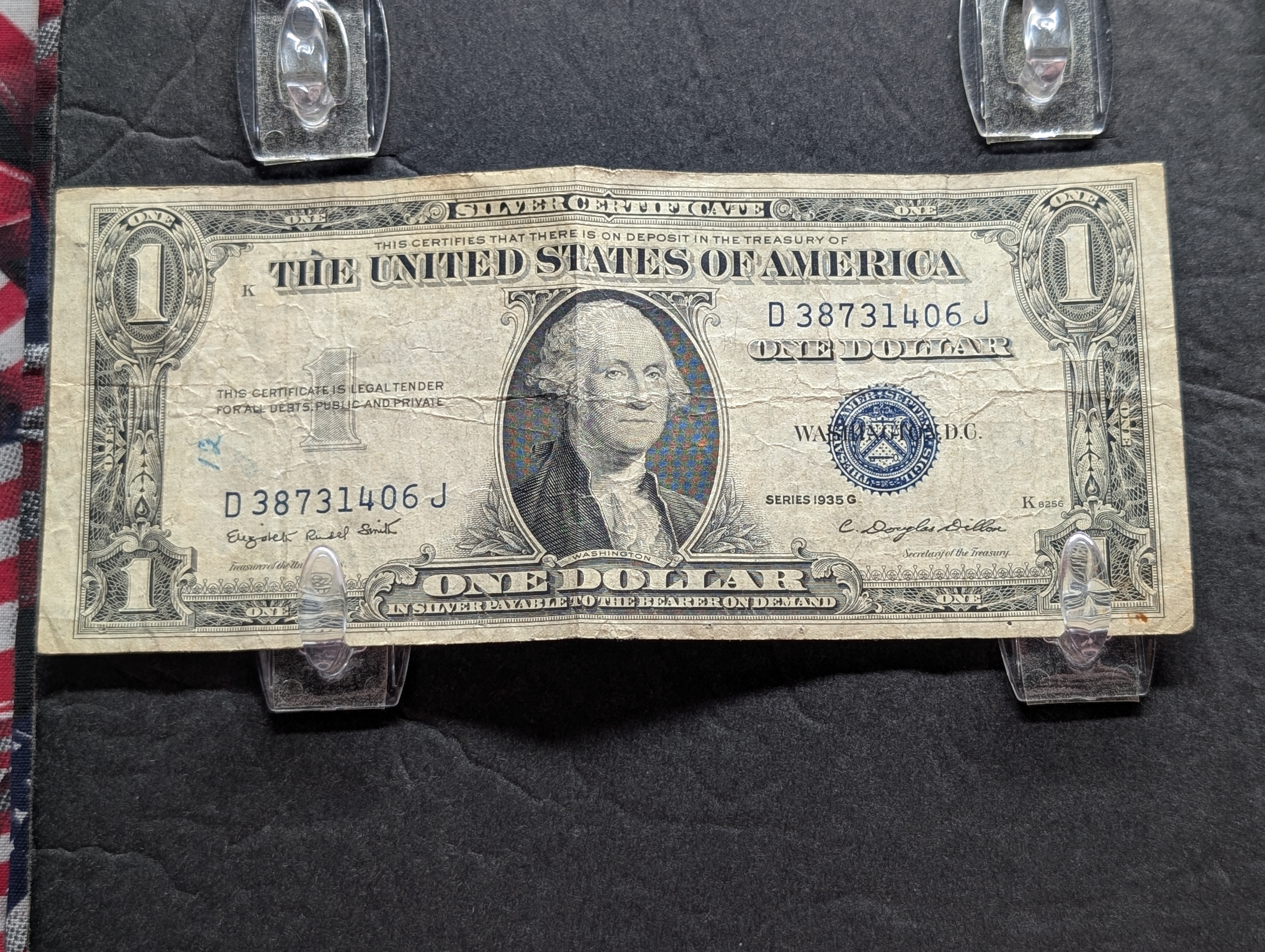 1935-G Series $1 Silver Certificate Note, 1957-B Series $1 Silver Certificate Note, & 1928-D Series $2 U.S. Red Seal Note