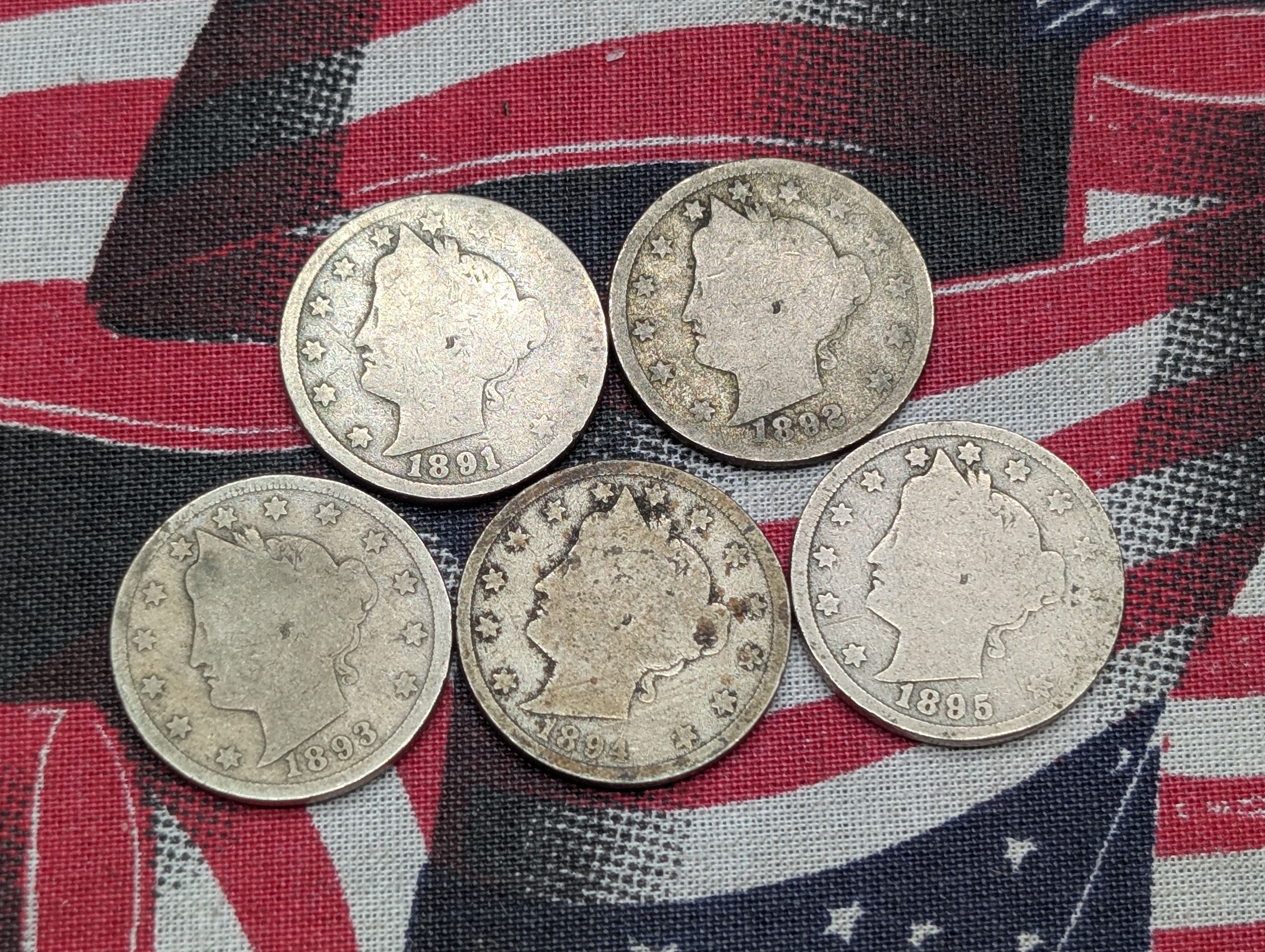 1891, 1892, 1893, 1894 and 1895 Liberty Head V-Nickels