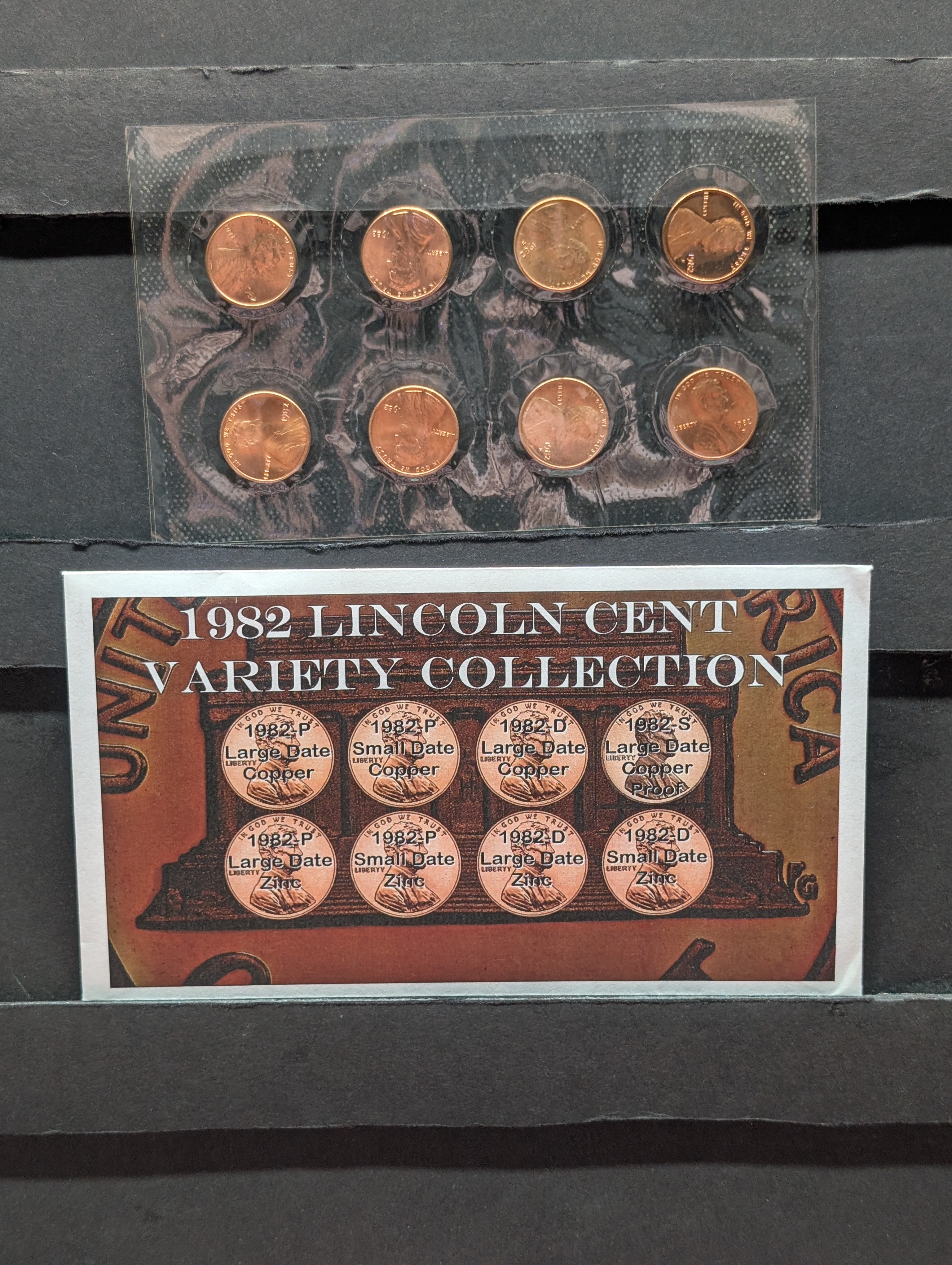 1982-P, D & S Lincoln Cent Variety Collection, 8 Coin Set