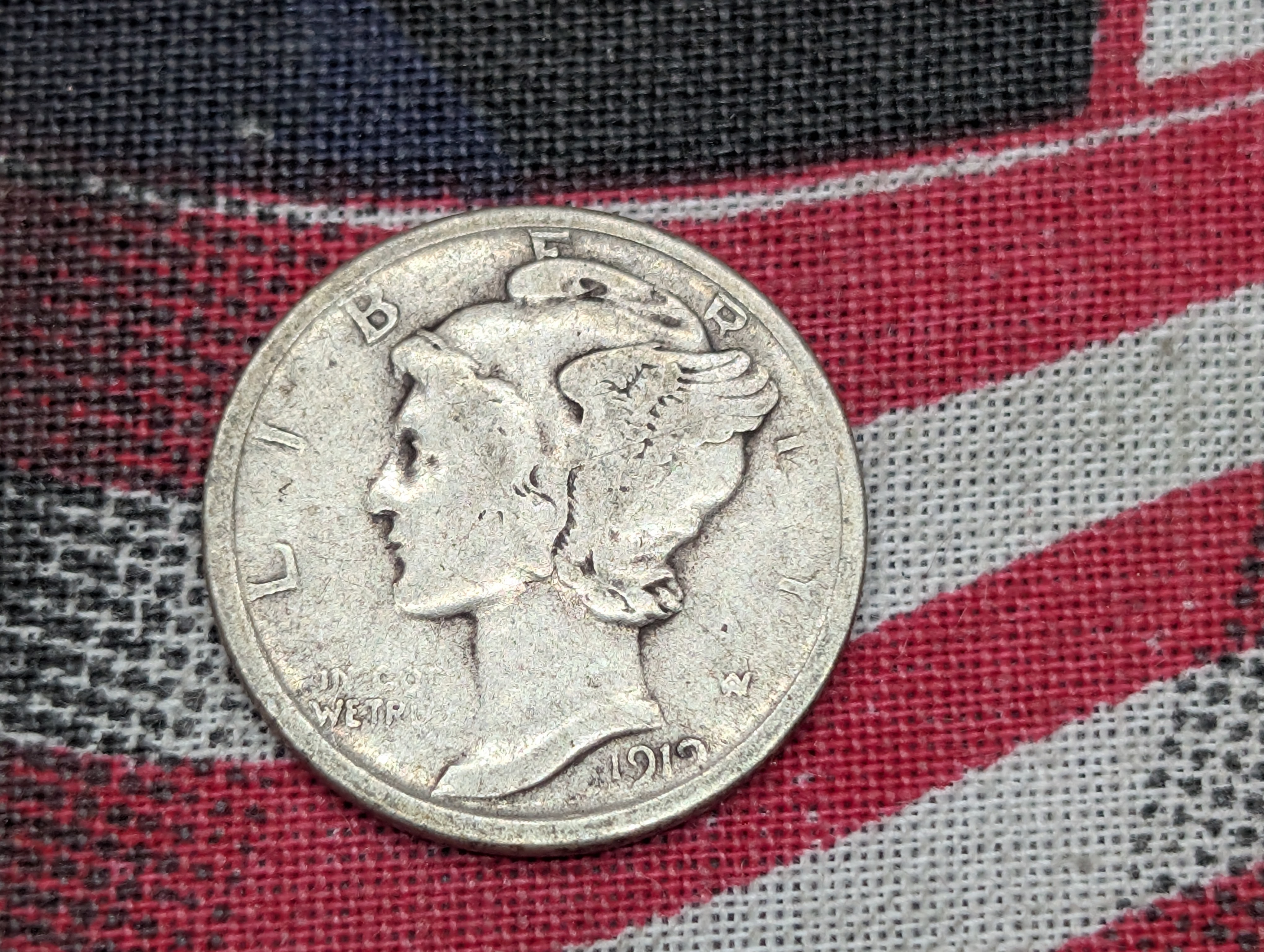 1919-D Mercury 90% Silver Dime