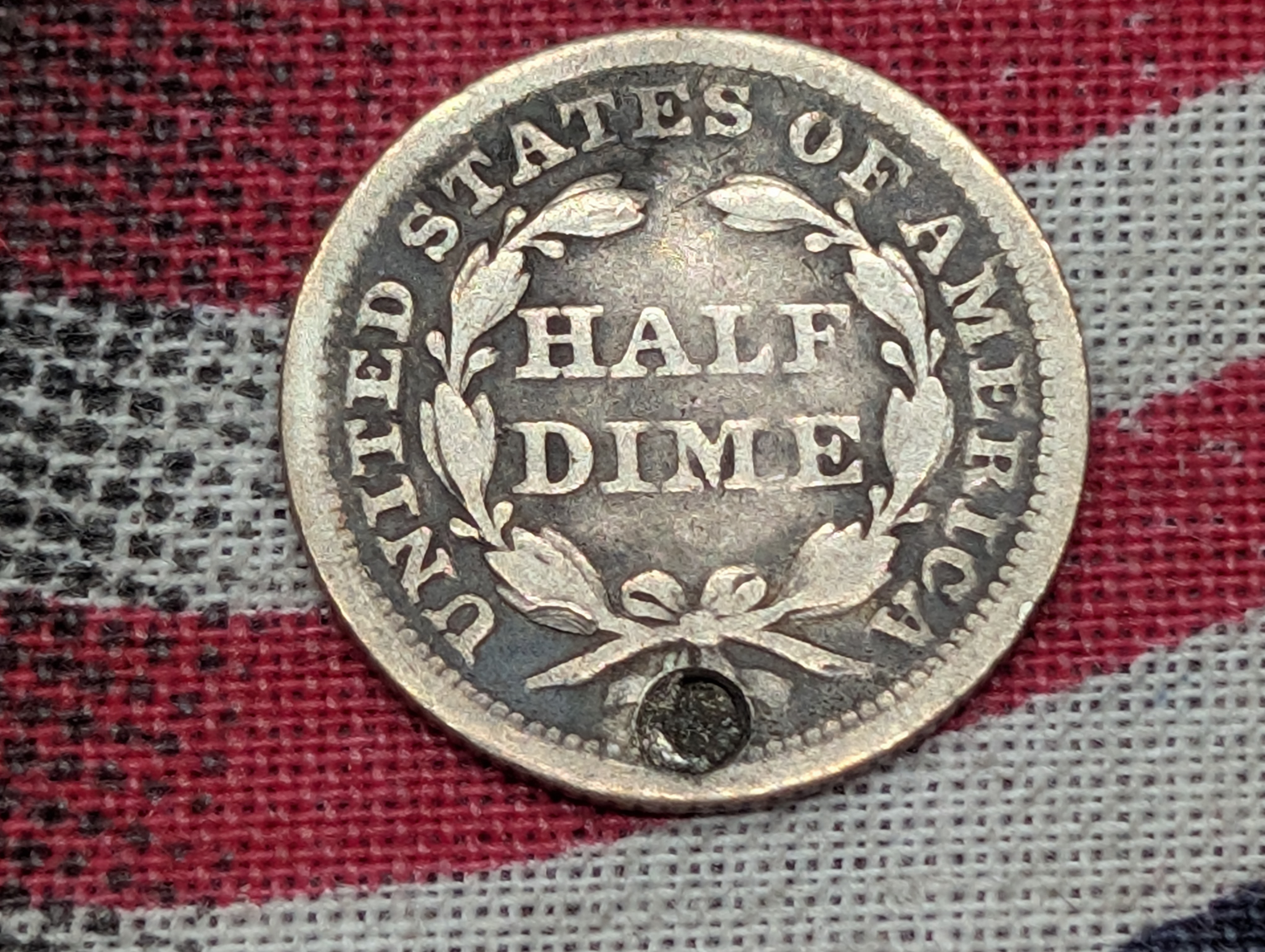 1853 Seated Liberty Half-Dime - (Penny shown for size comparison)