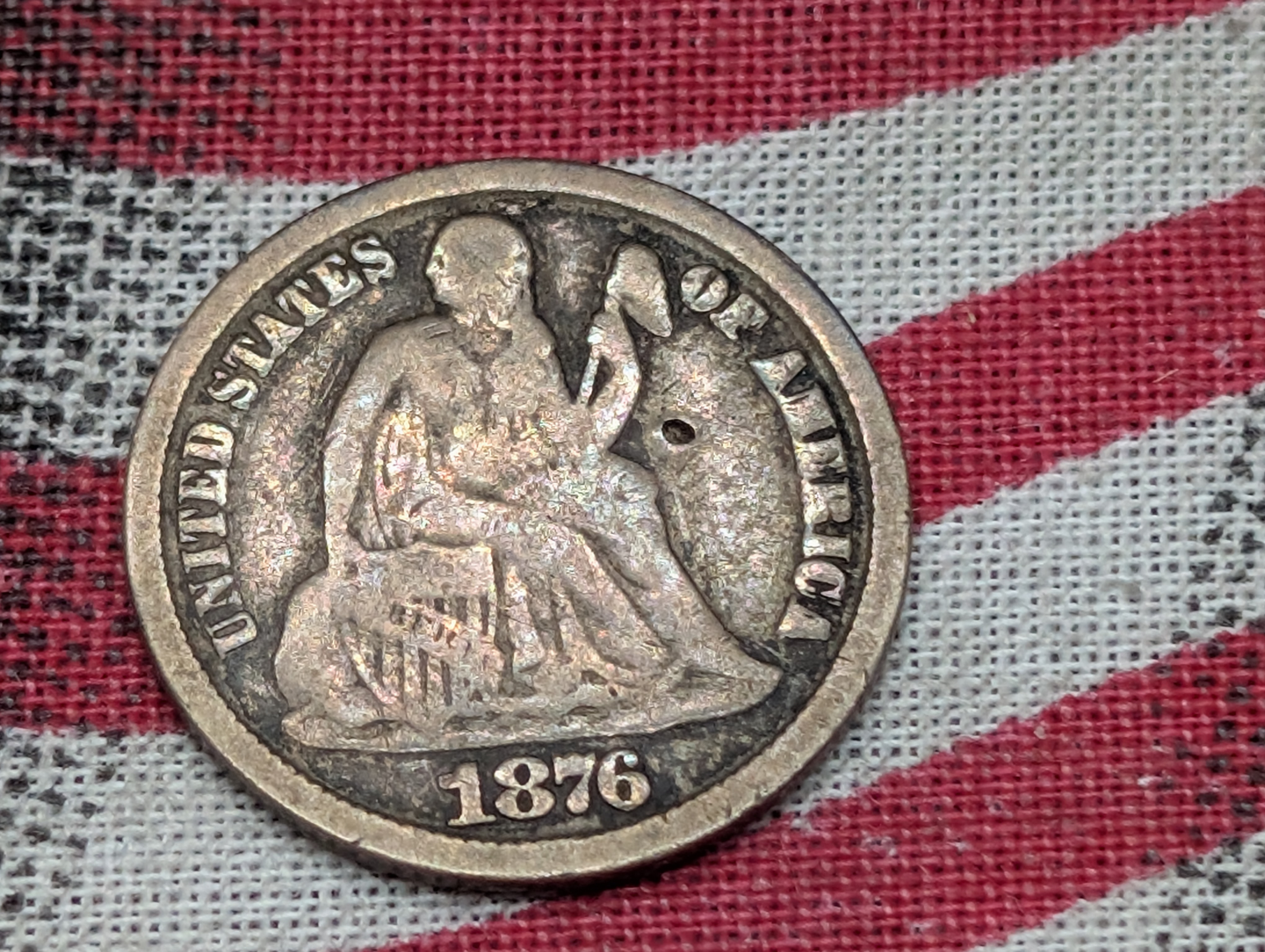 1876-CC Seated Liberty Dime - Tough Mint Mark