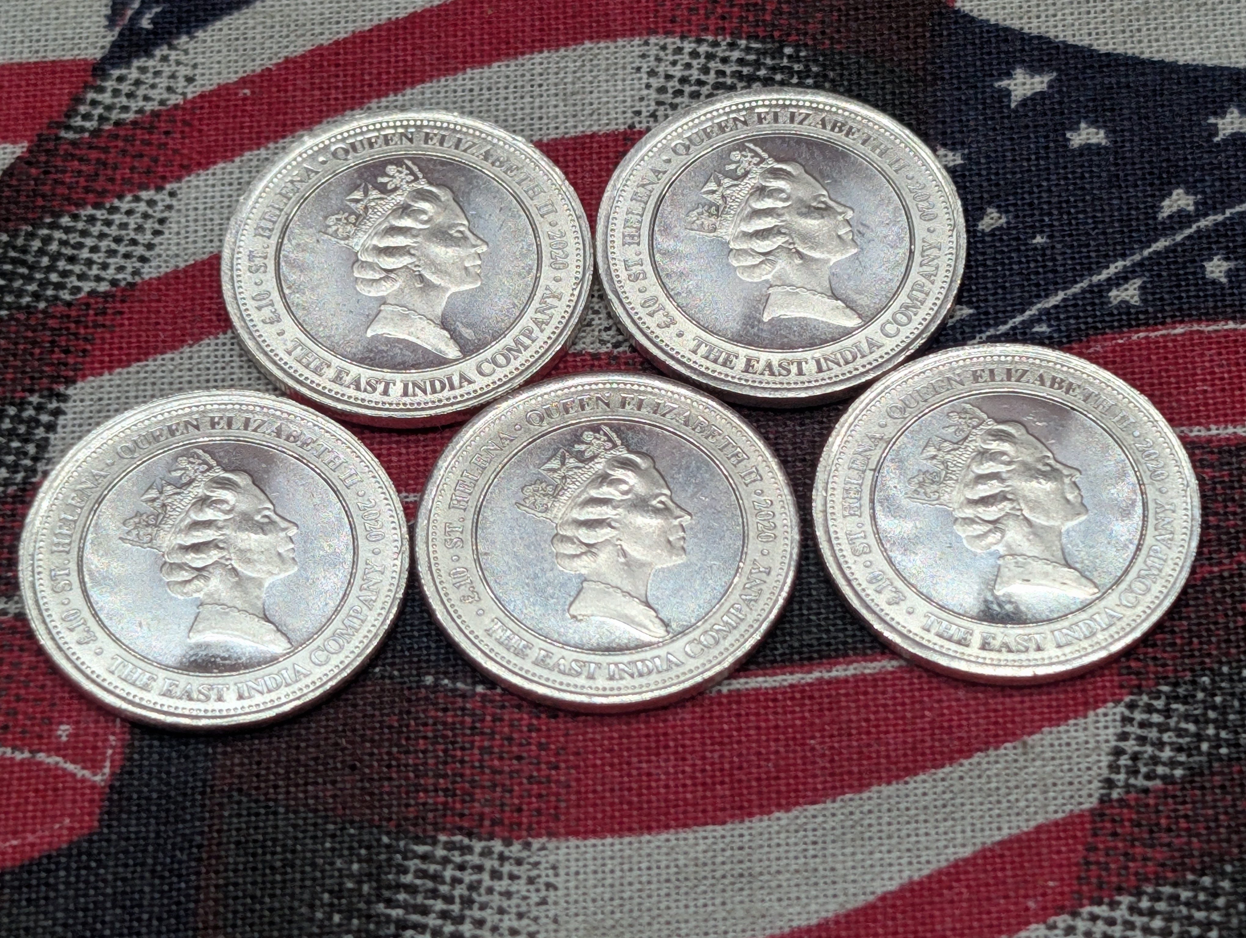 (5) 2020 1/10 oz .999 Fine Silver Guinea Coins