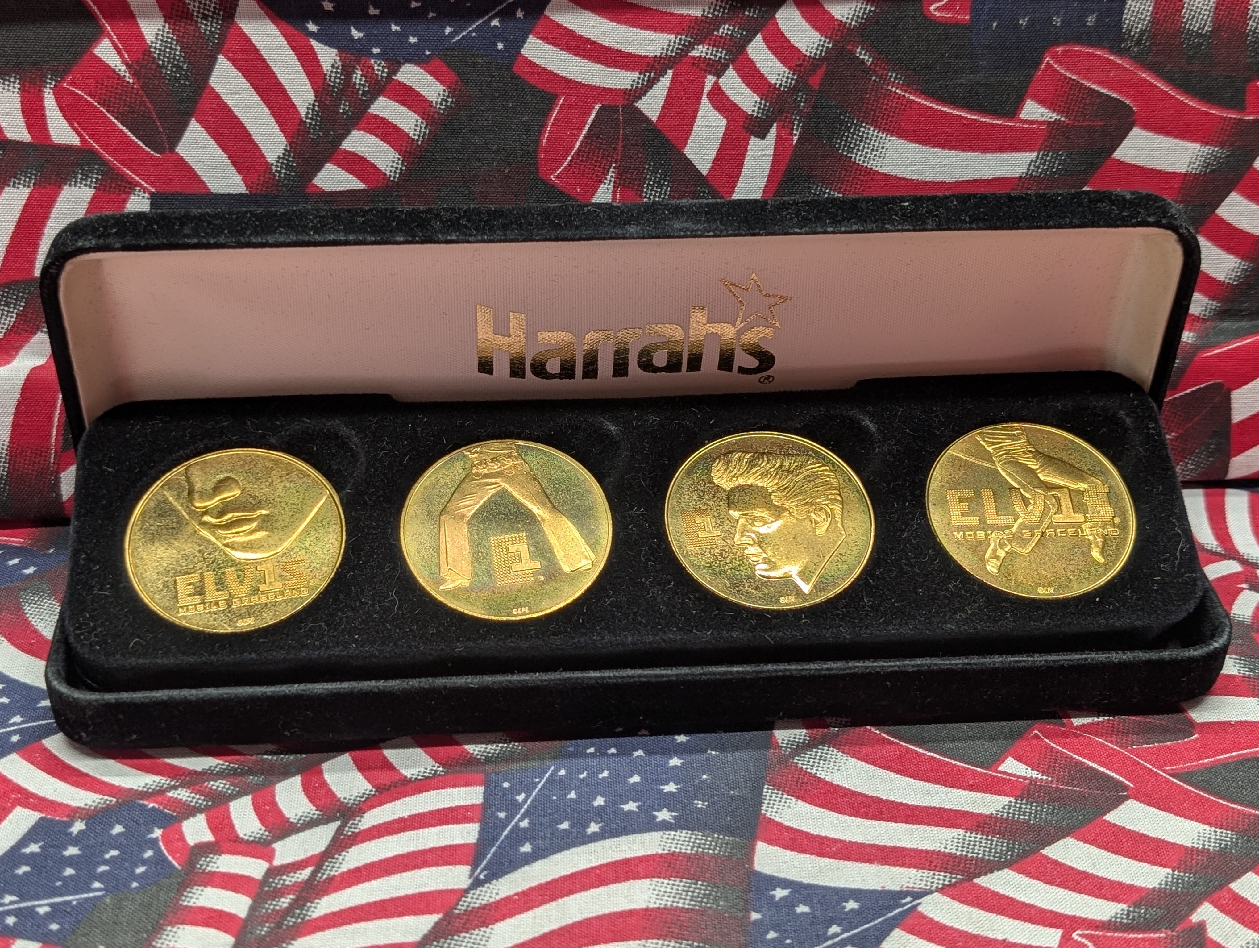 Harrah Elvis Presley Brass Medal Set - Includes 4 Brass Medals