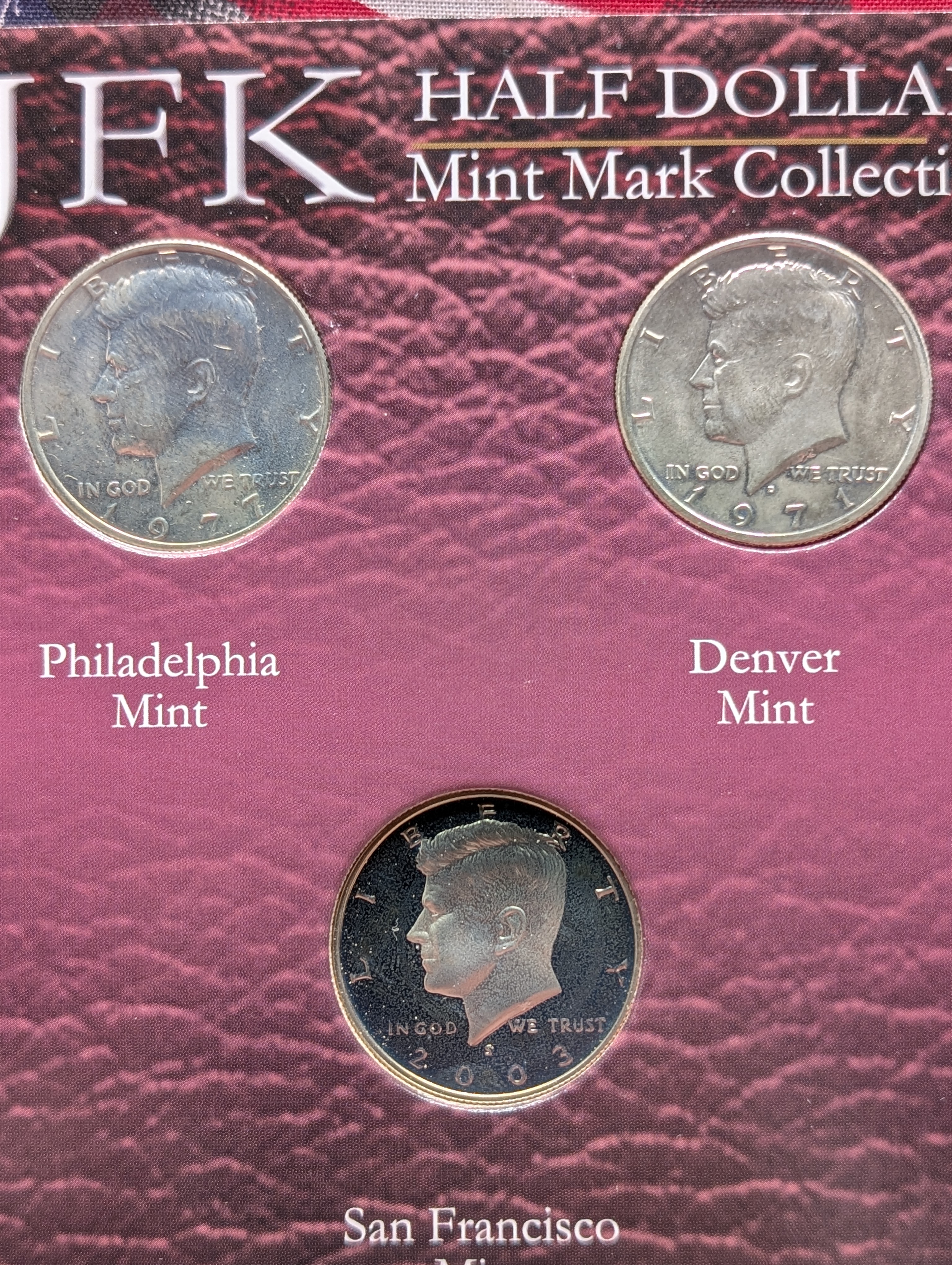 John F. Kennedy Half Dollar Mint Mark Collection 3-Coin Set - Includes Proof!!