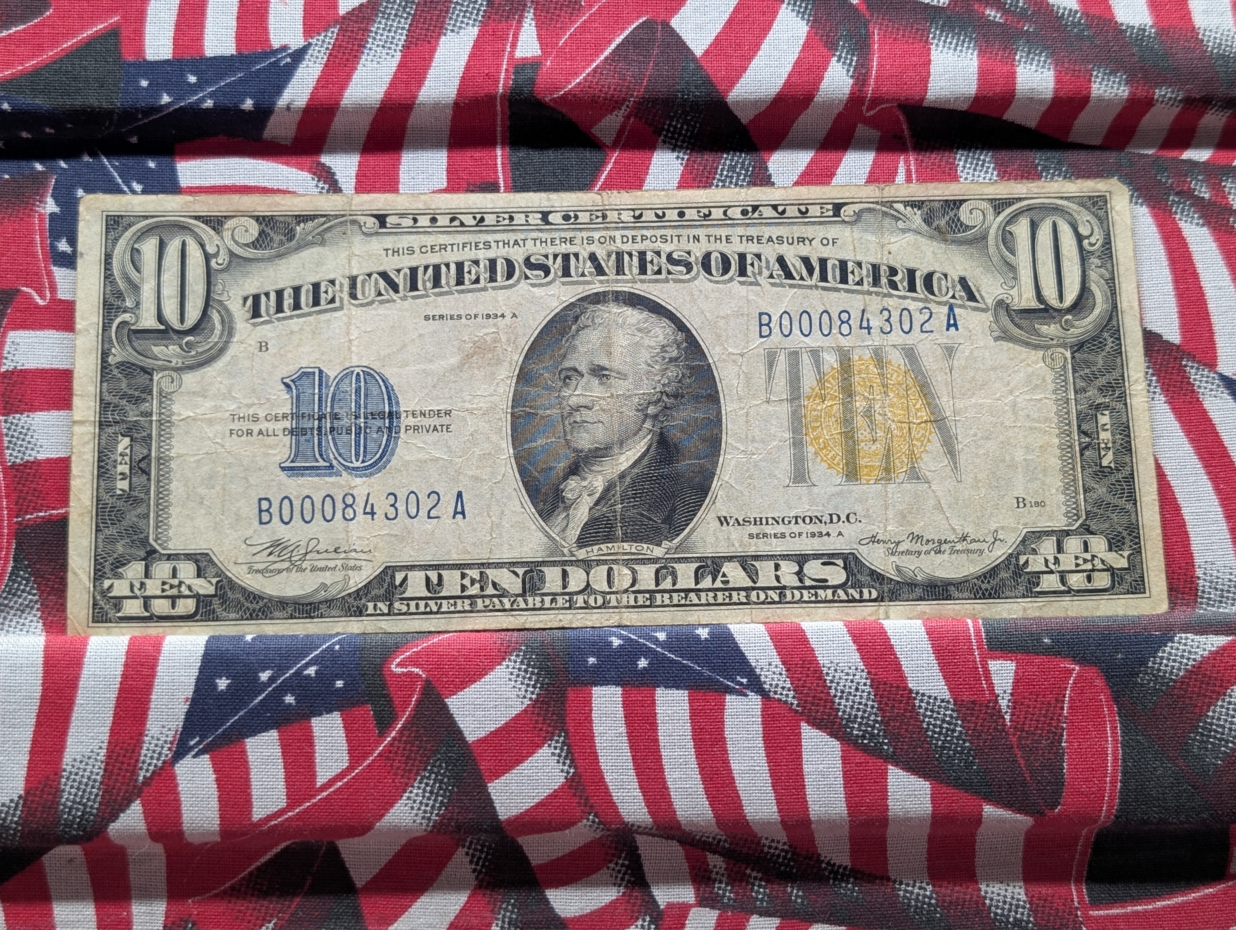 1934 A Series $10 Silver Certificate Note