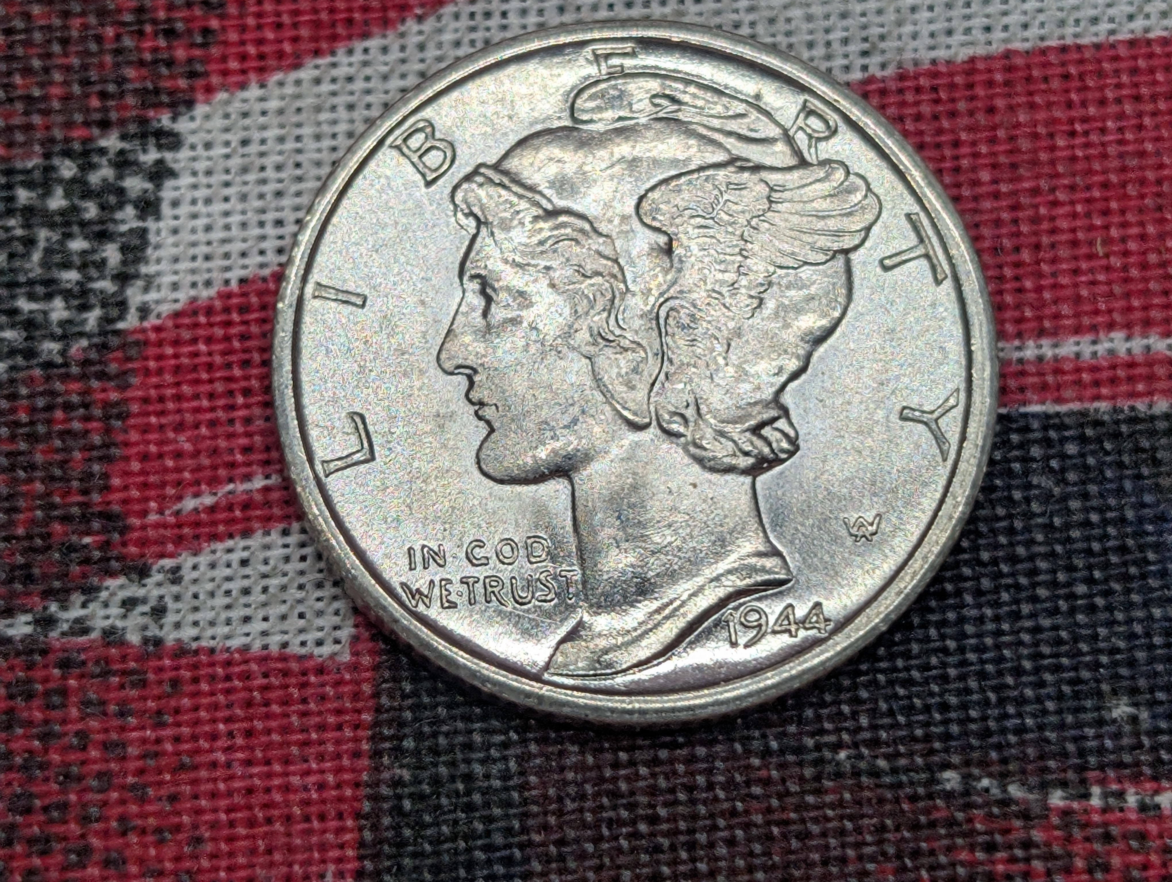 1944-D Mercury 90% Silver Dime - Split Bands