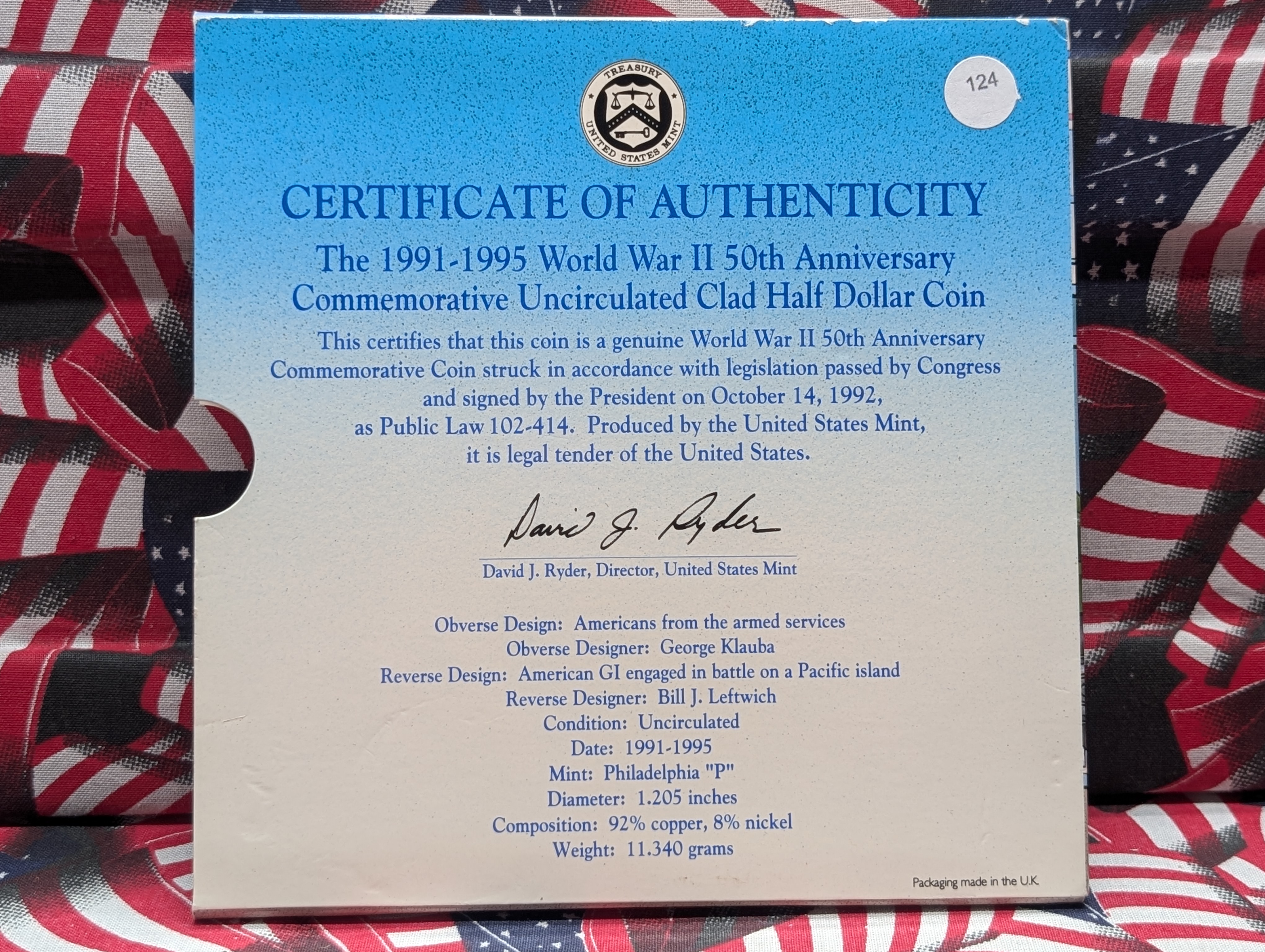 1991-1995 World War II 50th Anniversary Commemorative Unc. Clad Half Dollar Coin
