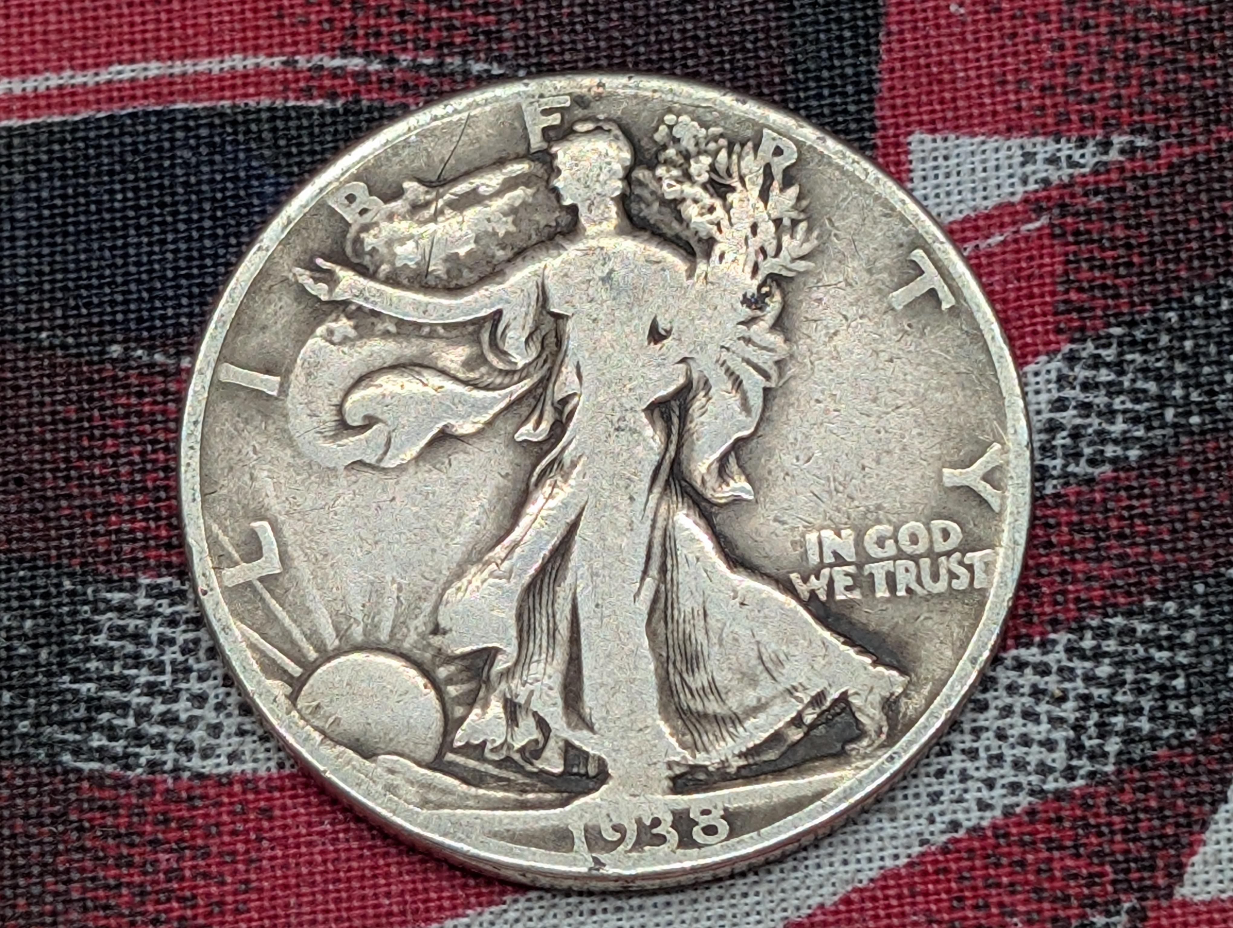 1938-D Walking Liberty 90% Silver Half-Dollar - RARE KEY DATE!!