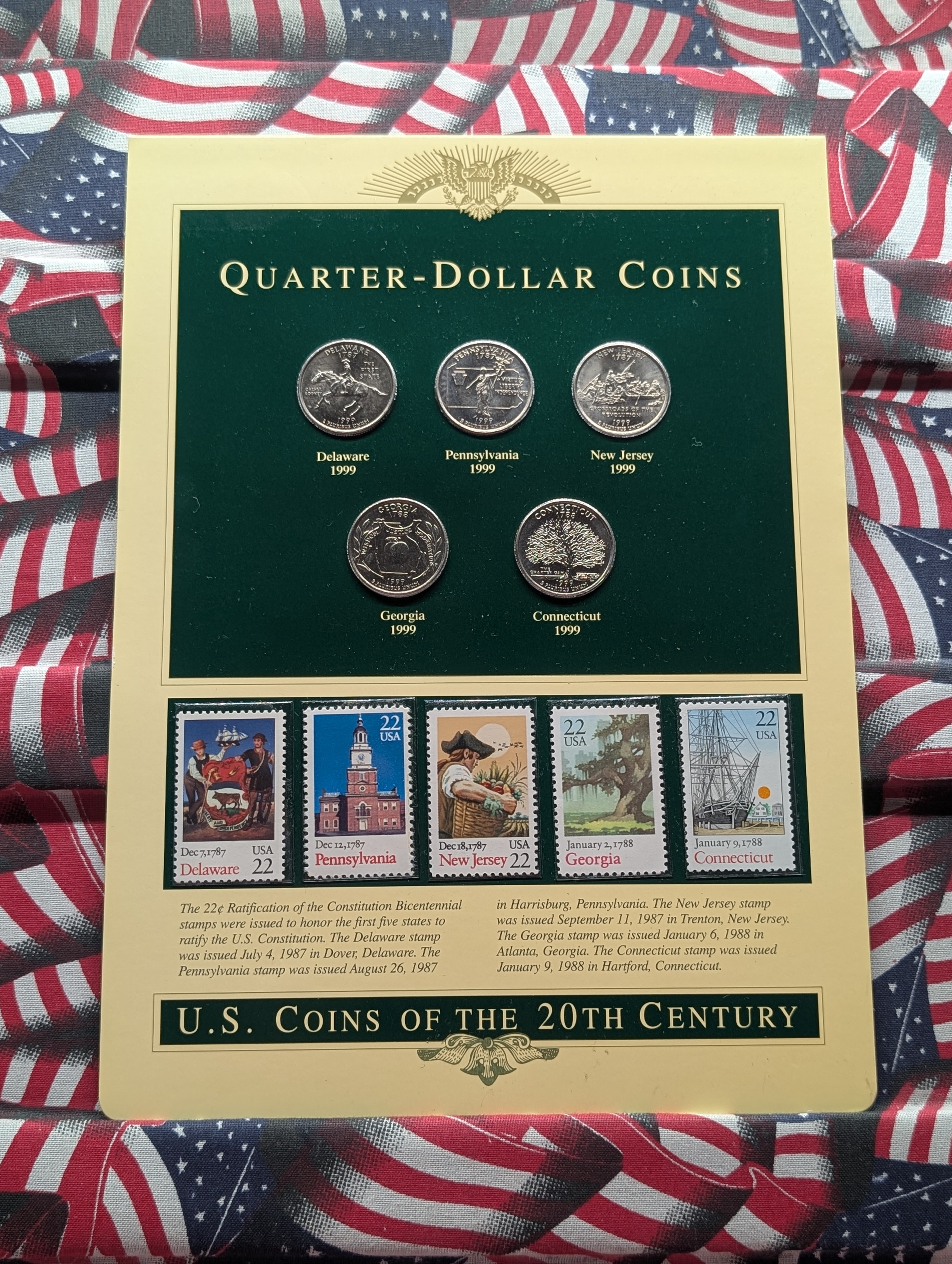 1999 United States Coins of the 20th Century Five-Coin State Quarter & Stamp Set