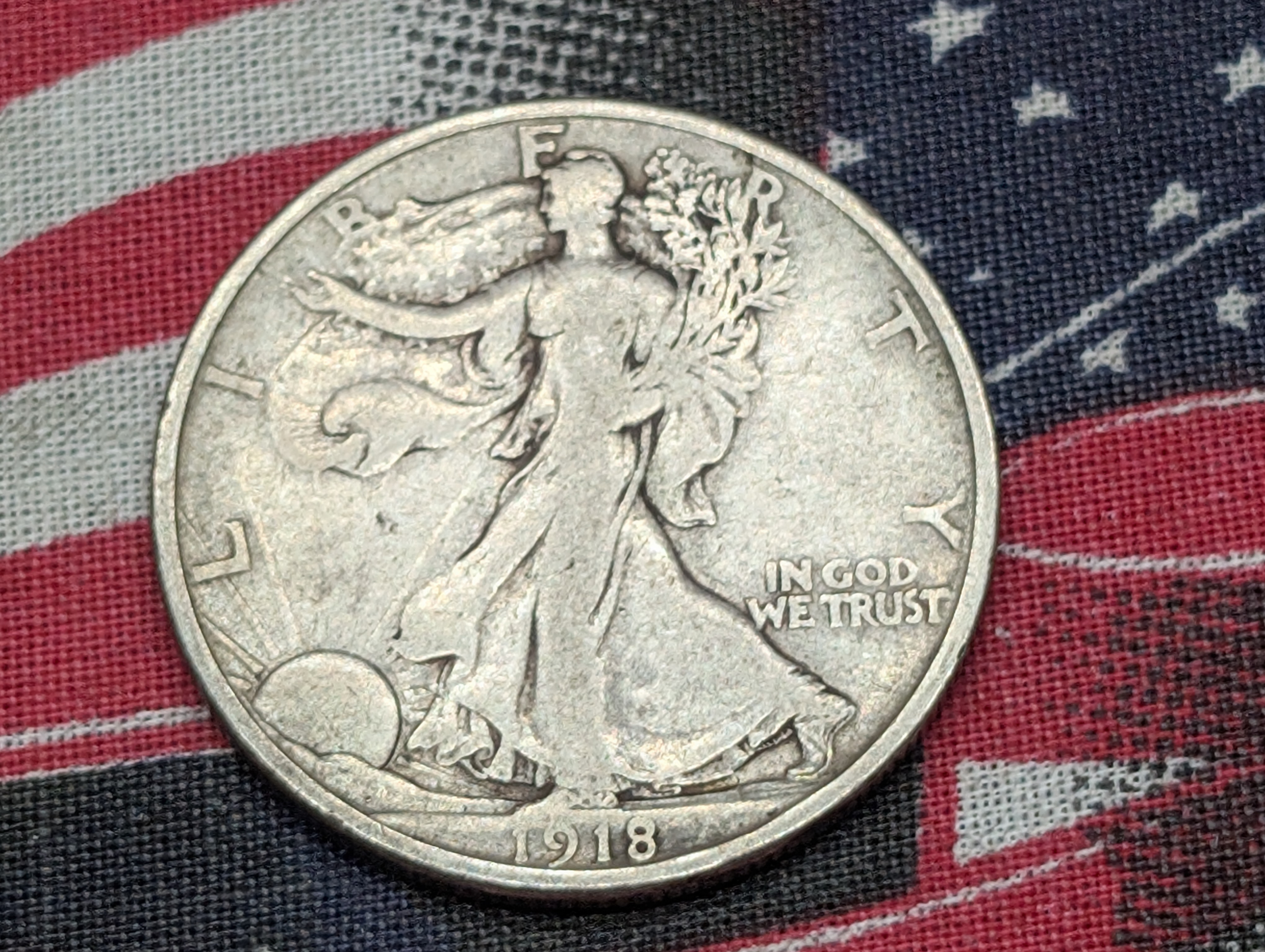 1918-S Walking Liberty 90% Silver Half-Dollar - Scarce Early Date!!
