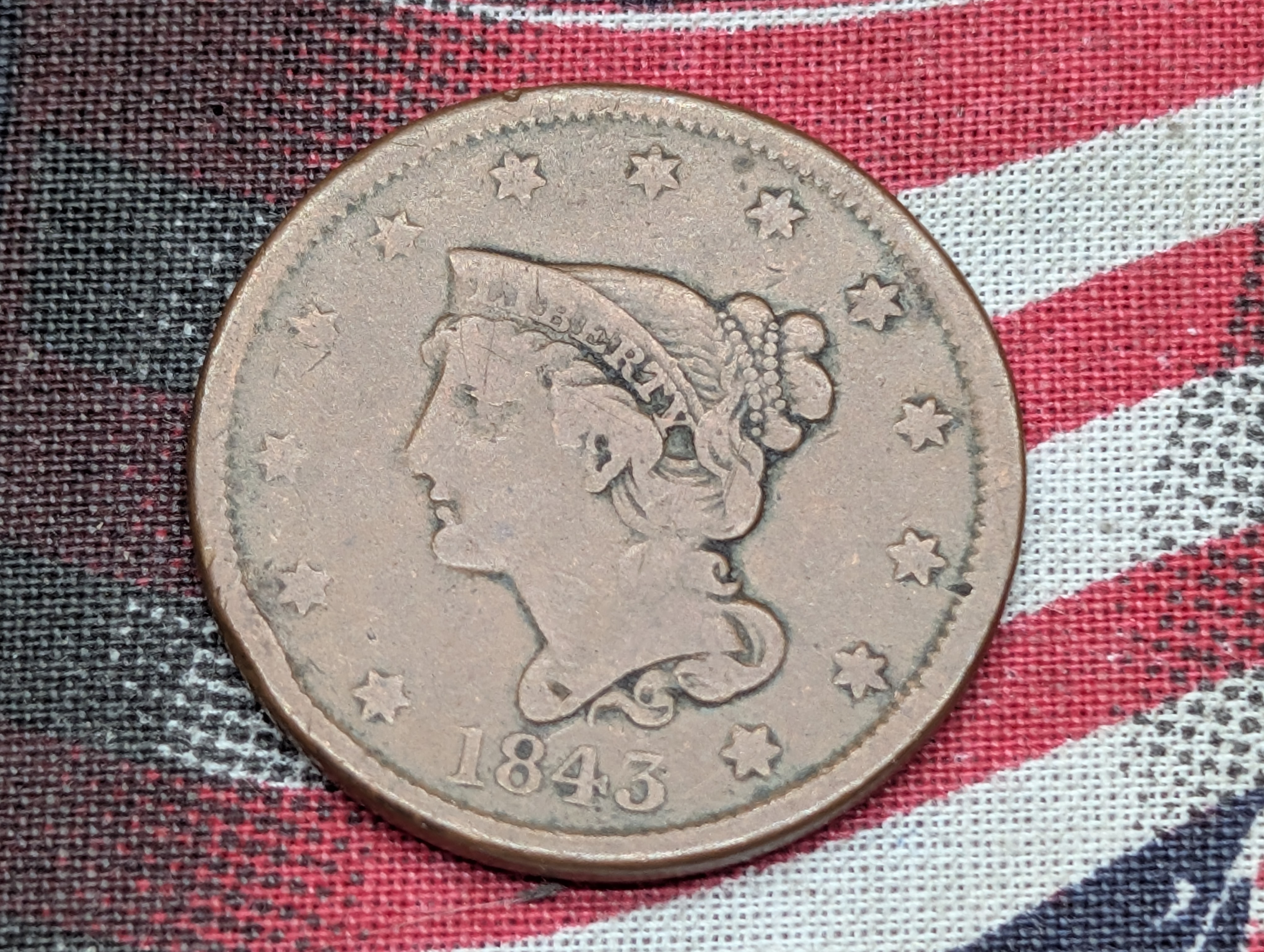 1843 Braided Hair Large Cent