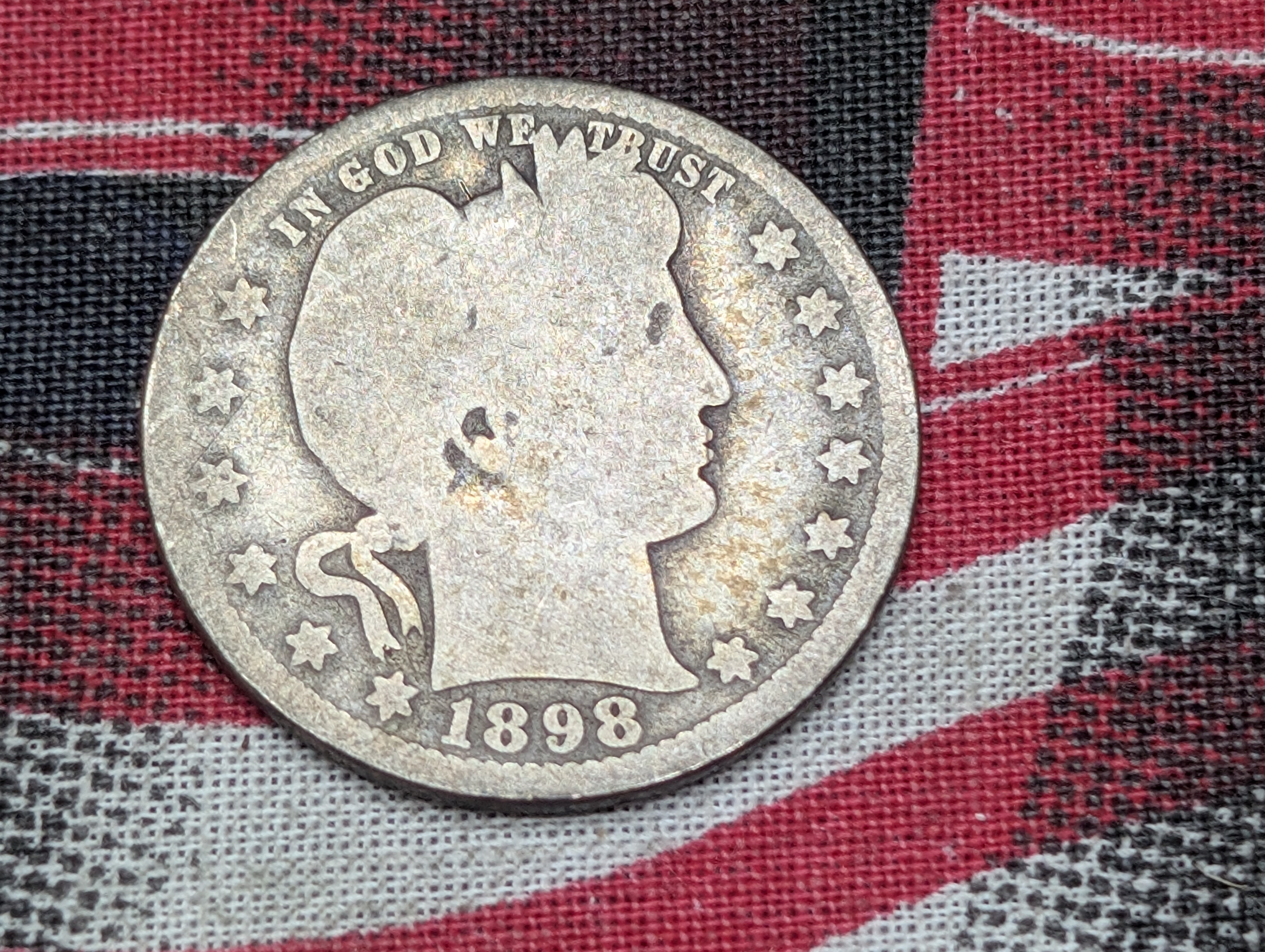 1898-O Barber 90% Silver Quarter