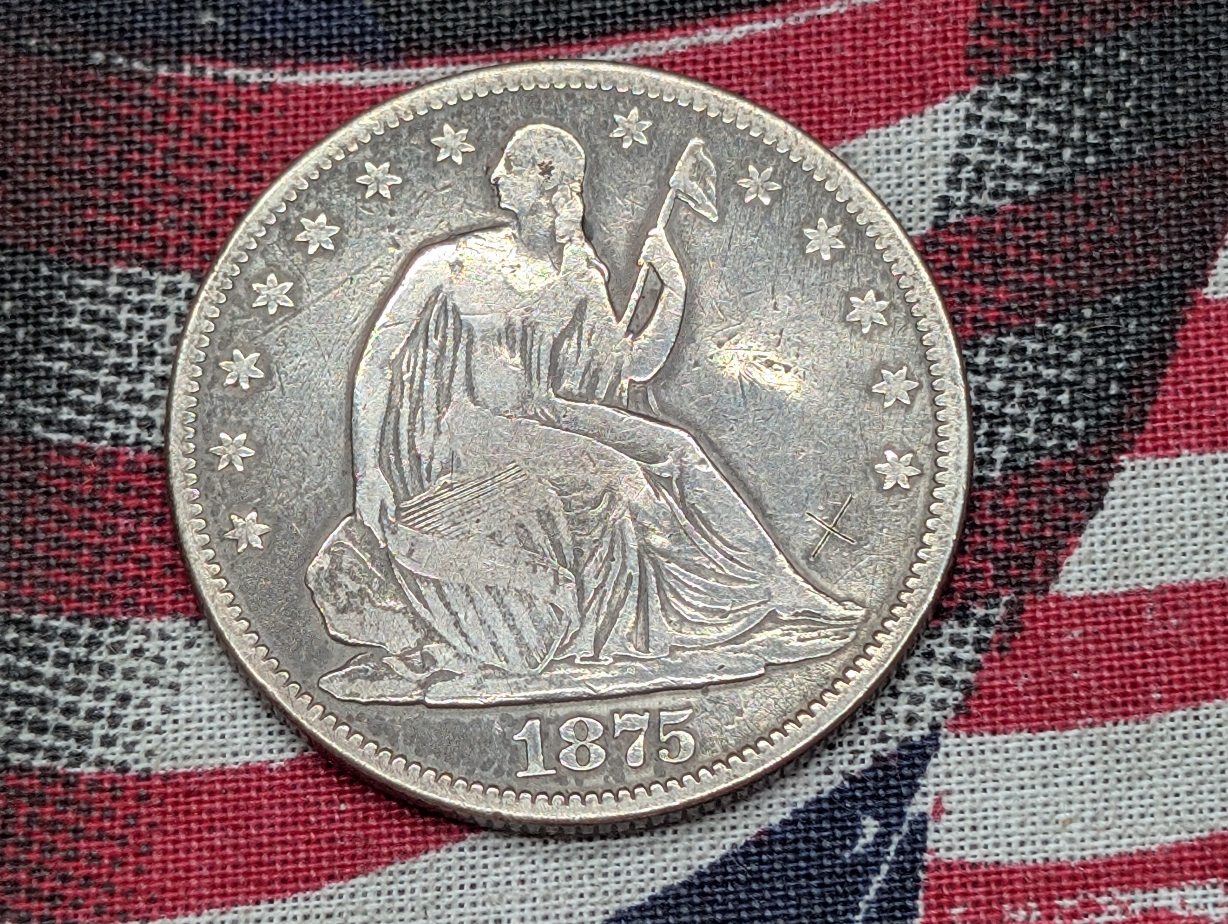 1875 Seated Liberty 90% Silver Half-Dollar