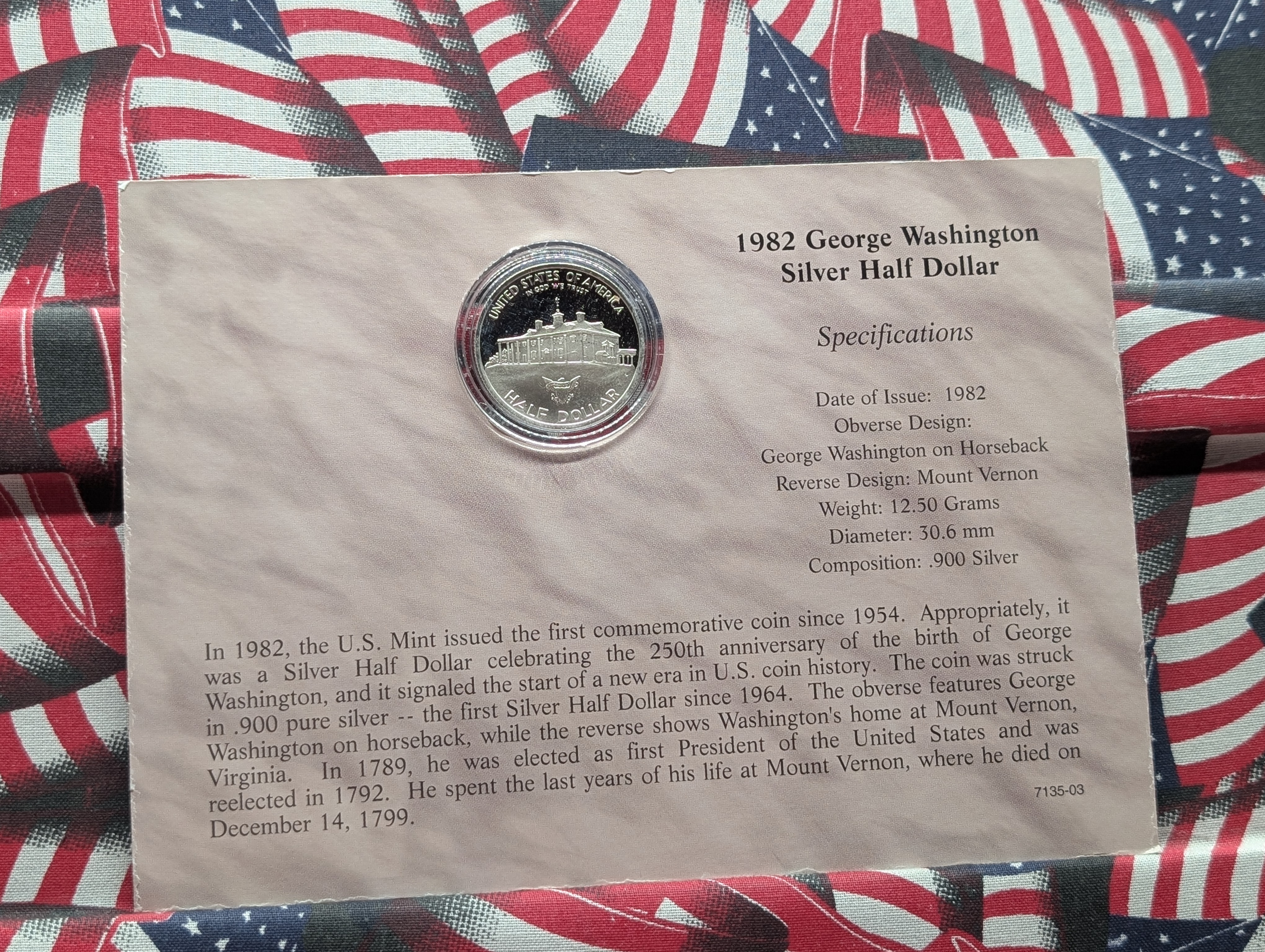 1982 George Washington SILVER PROOF Commem. Half-Dollar, 90% Silver