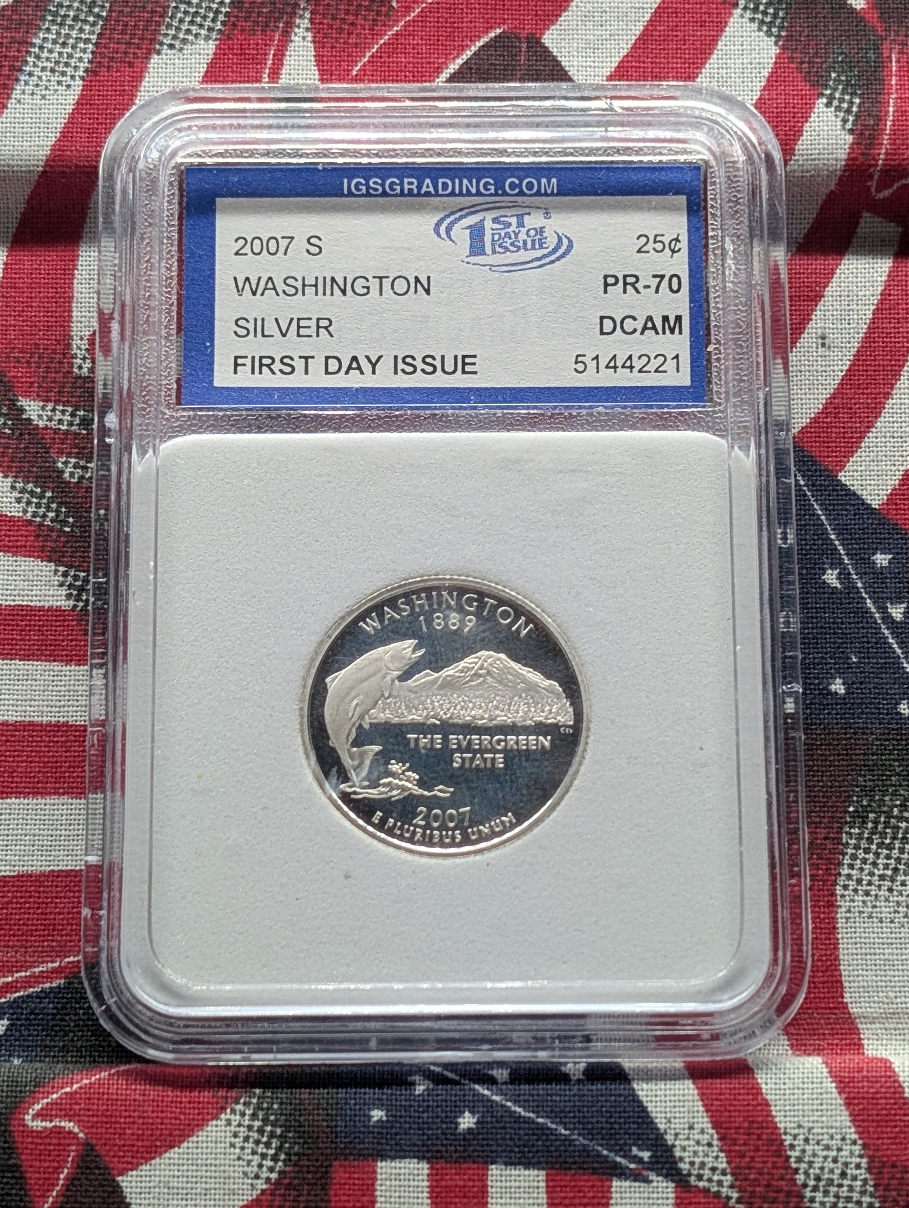 2007-S PROOF SILVER State Quarter - IGC PR-70 DCAM - Washington