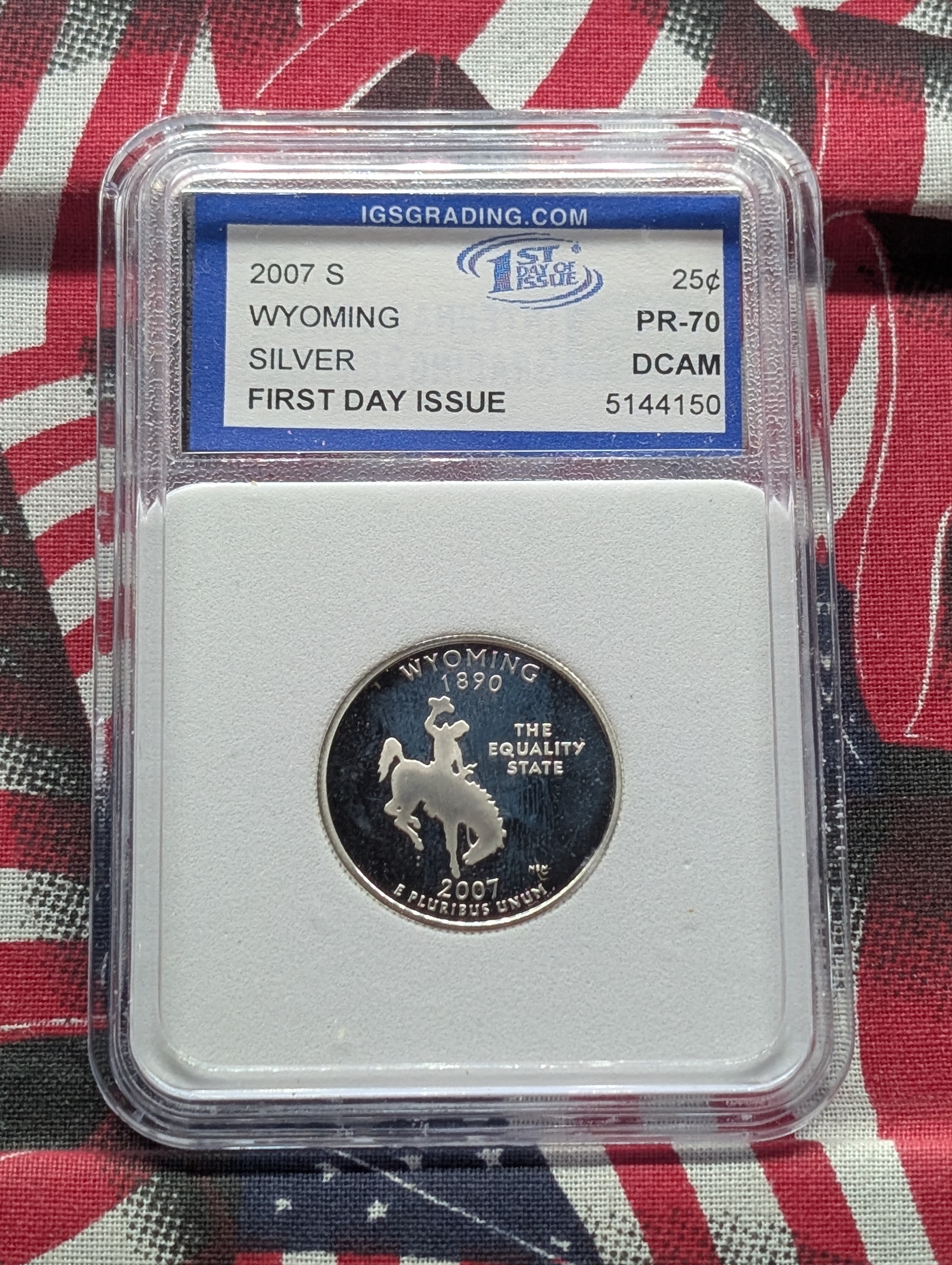 2007-S PROOF SILVER State Quarter - IGC PR-70 DCAM - Wyoming