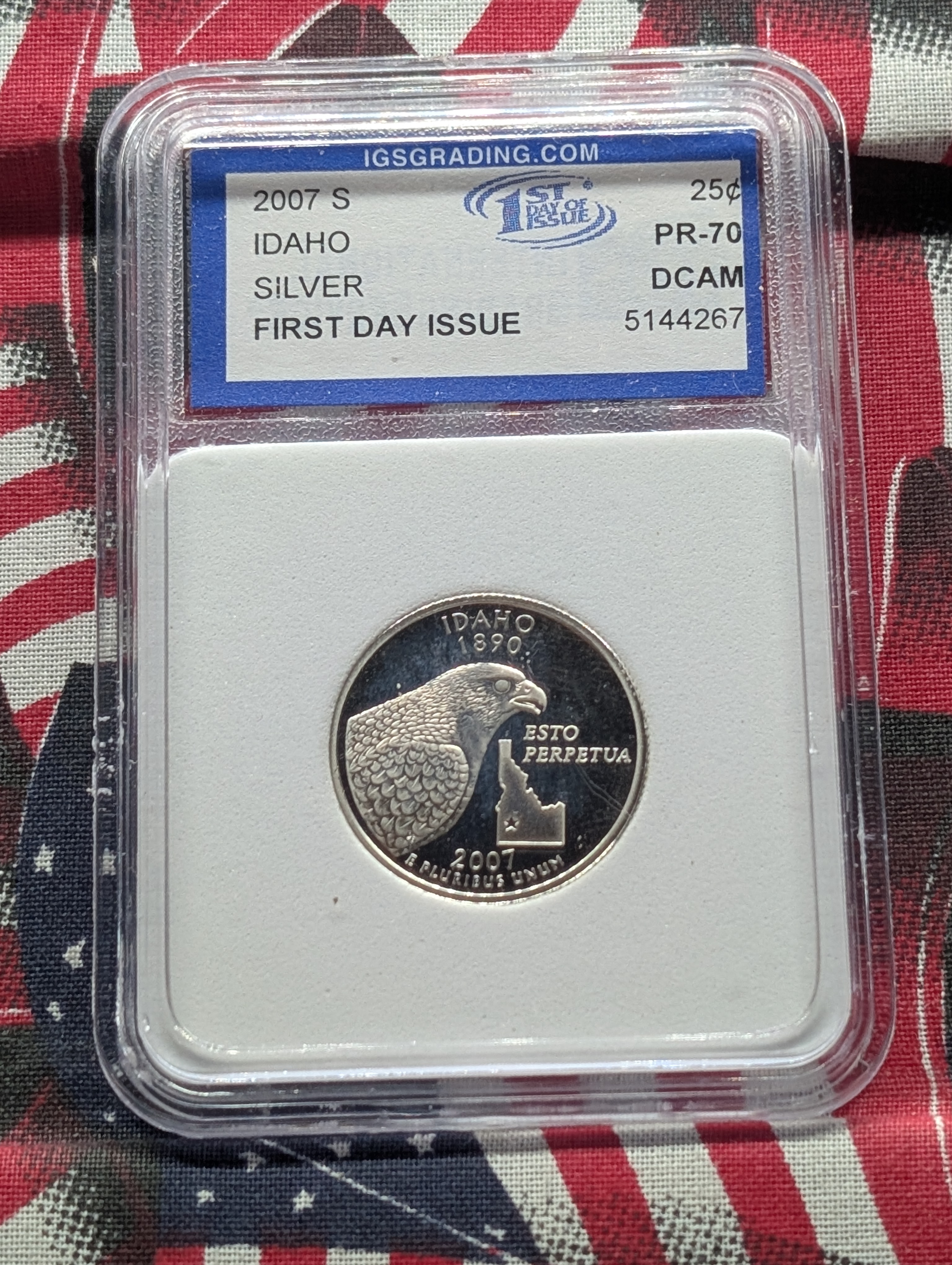 2007-S PROOF SILVER State Quarter - IGC PR-70 DCAM - Idaho