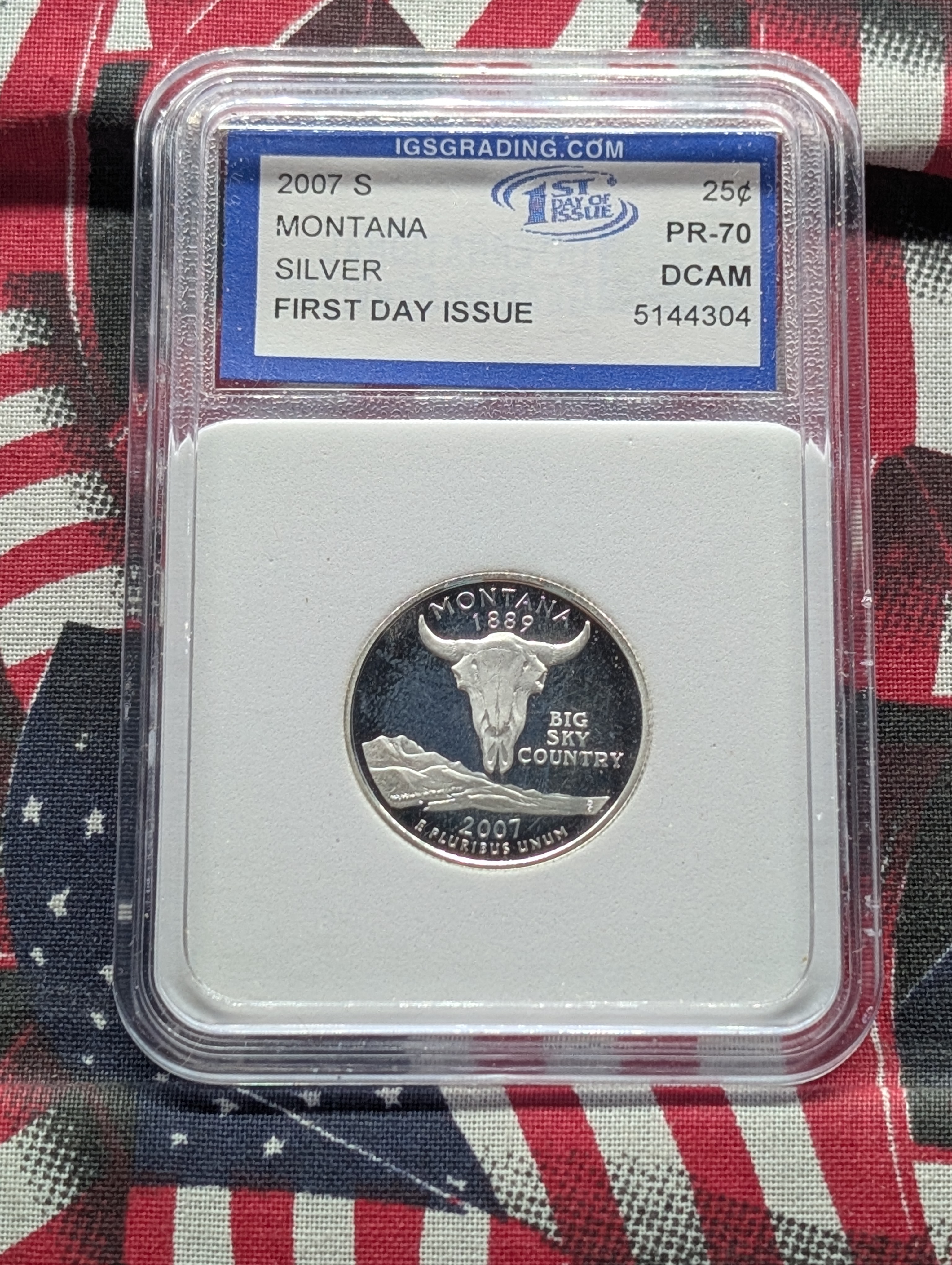 2007-S PROOF SILVER State Quarter - IGC PR-70 DCAM - Montana