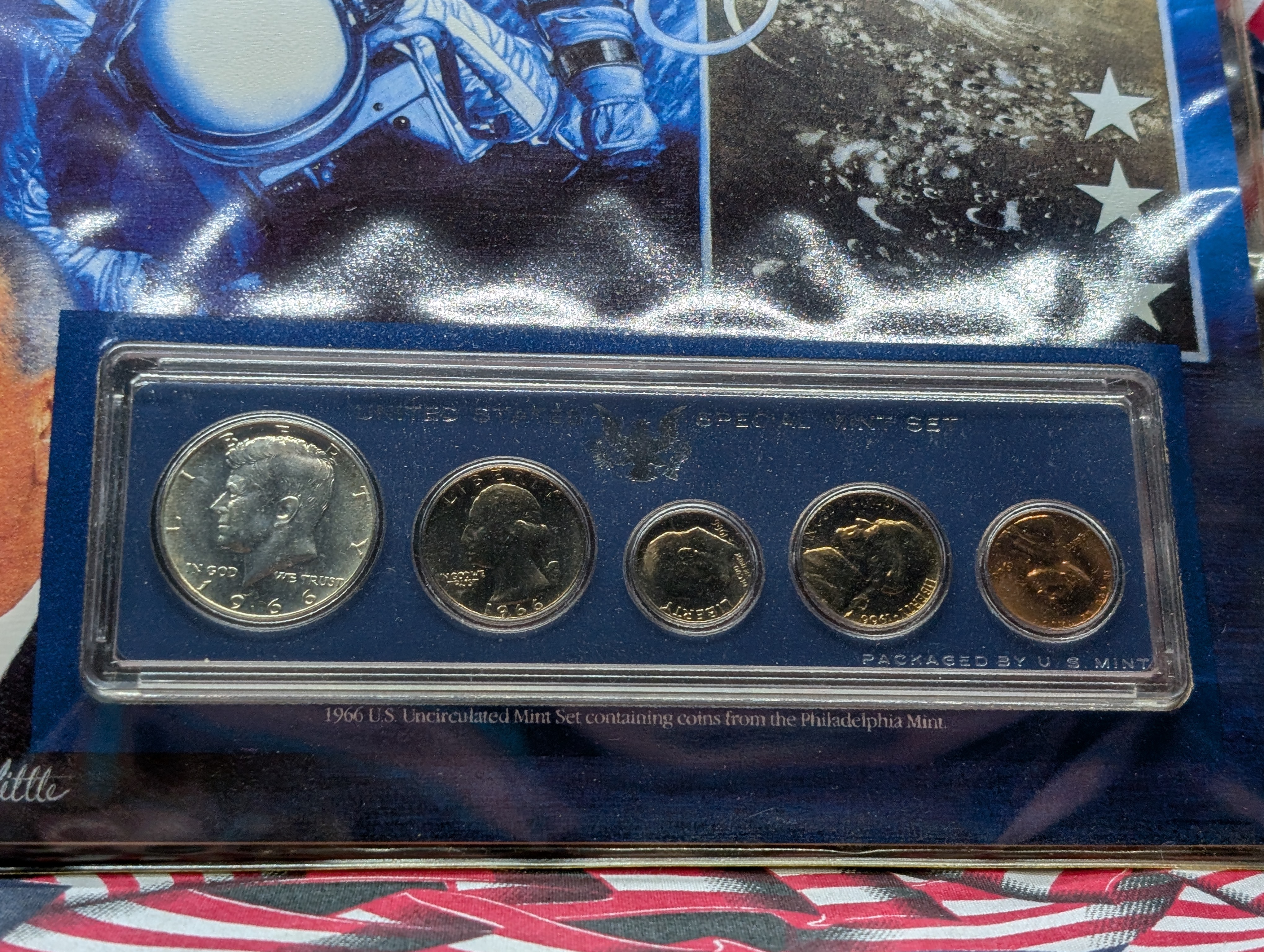 1966-P Unc. Special Mint Set w/ Historic Stamps - Includes 40% Silver Kennedy Half Dollar