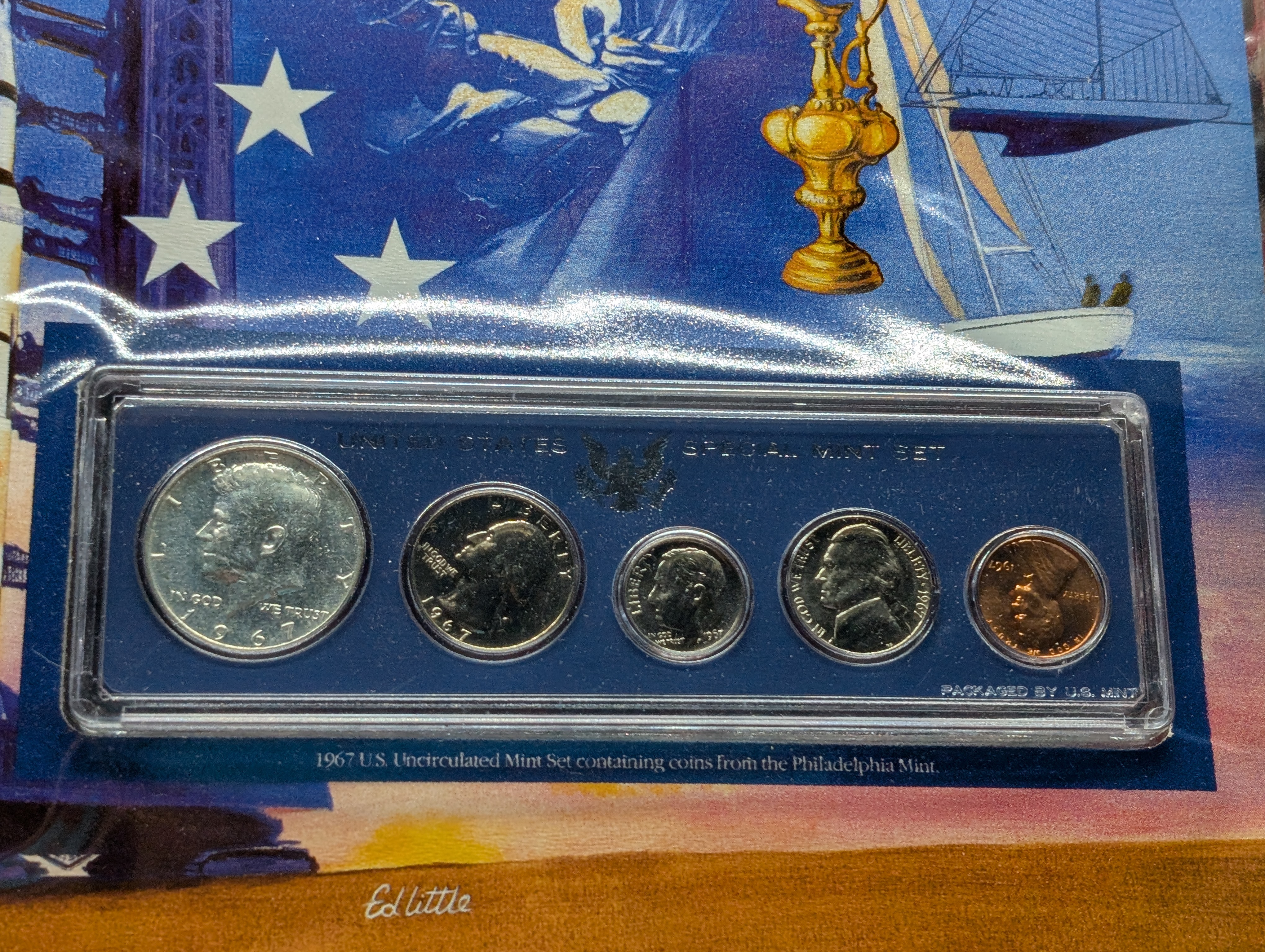 1967-P Unc. Special Mint Set w/ Historic Stamps - Includes 40% Silver Kennedy Half Dollar