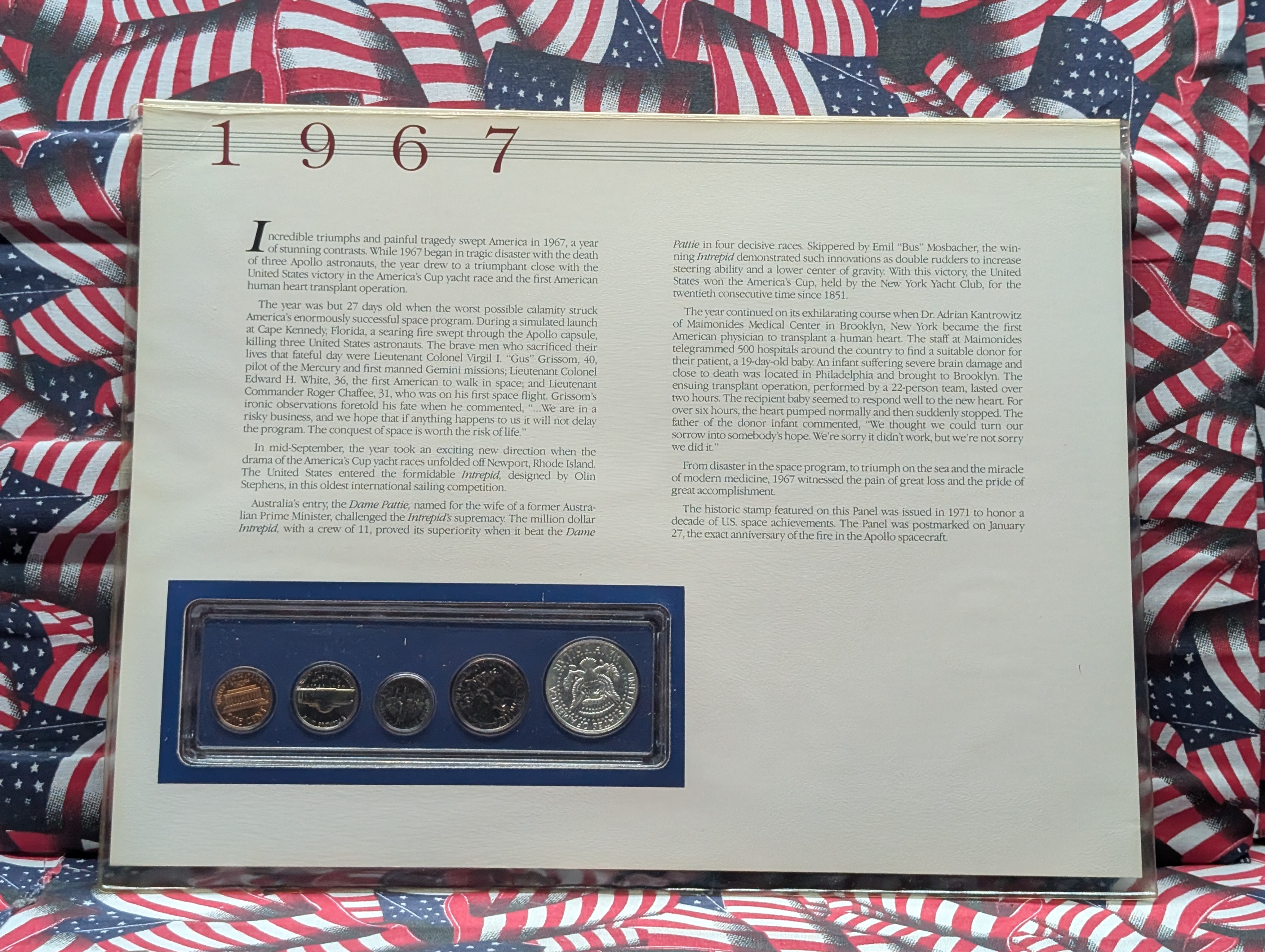 1967-P Unc. Special Mint Set w/ Historic Stamps - Includes 40% Silver Kennedy Half Dollar
