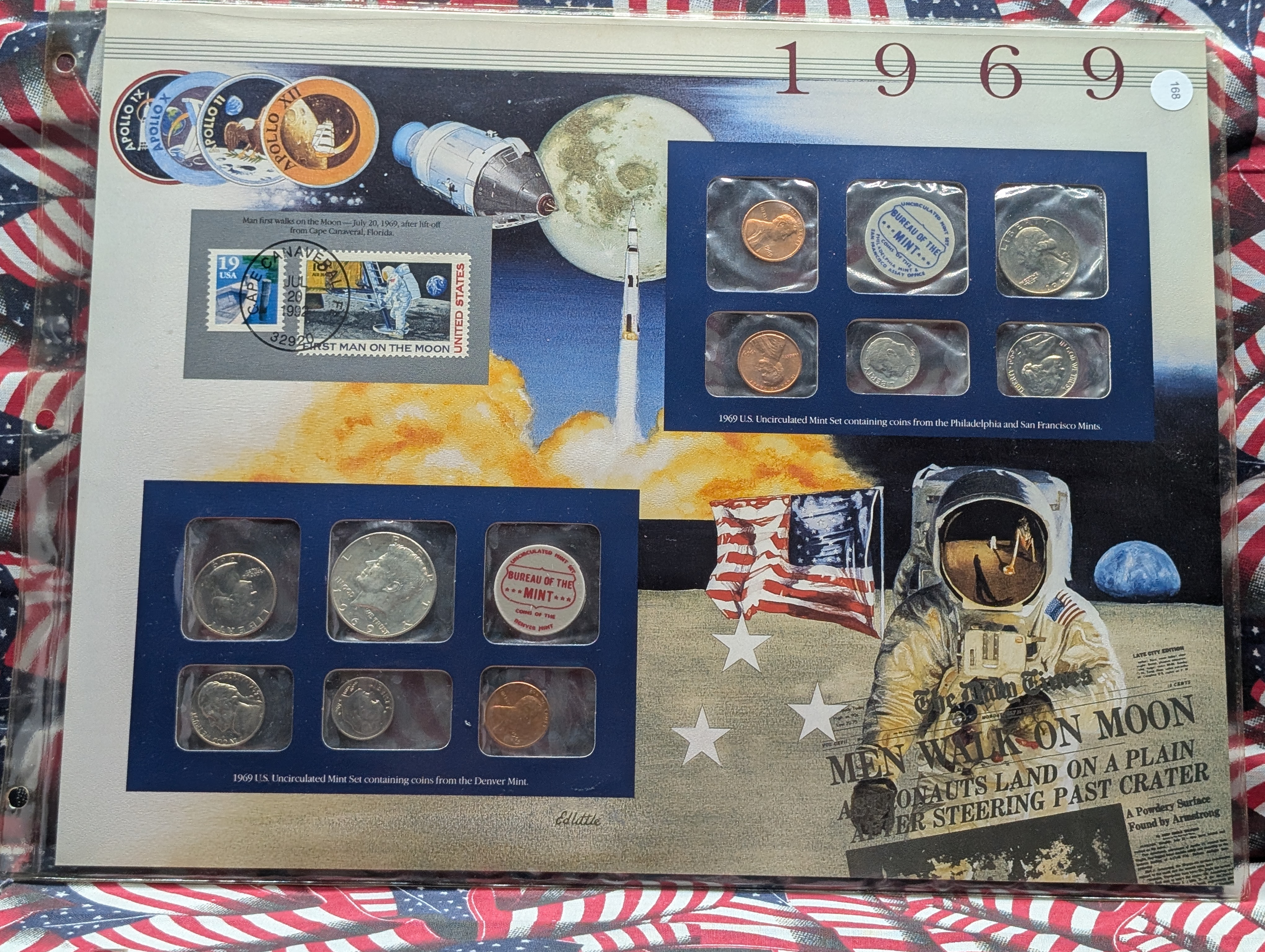 1969-P&D U.S. Mint Uncirculated Set and "S" Mint Mark Cent w/ Historic Stamps - Includes 40% Silver Kennedy Half Dollar