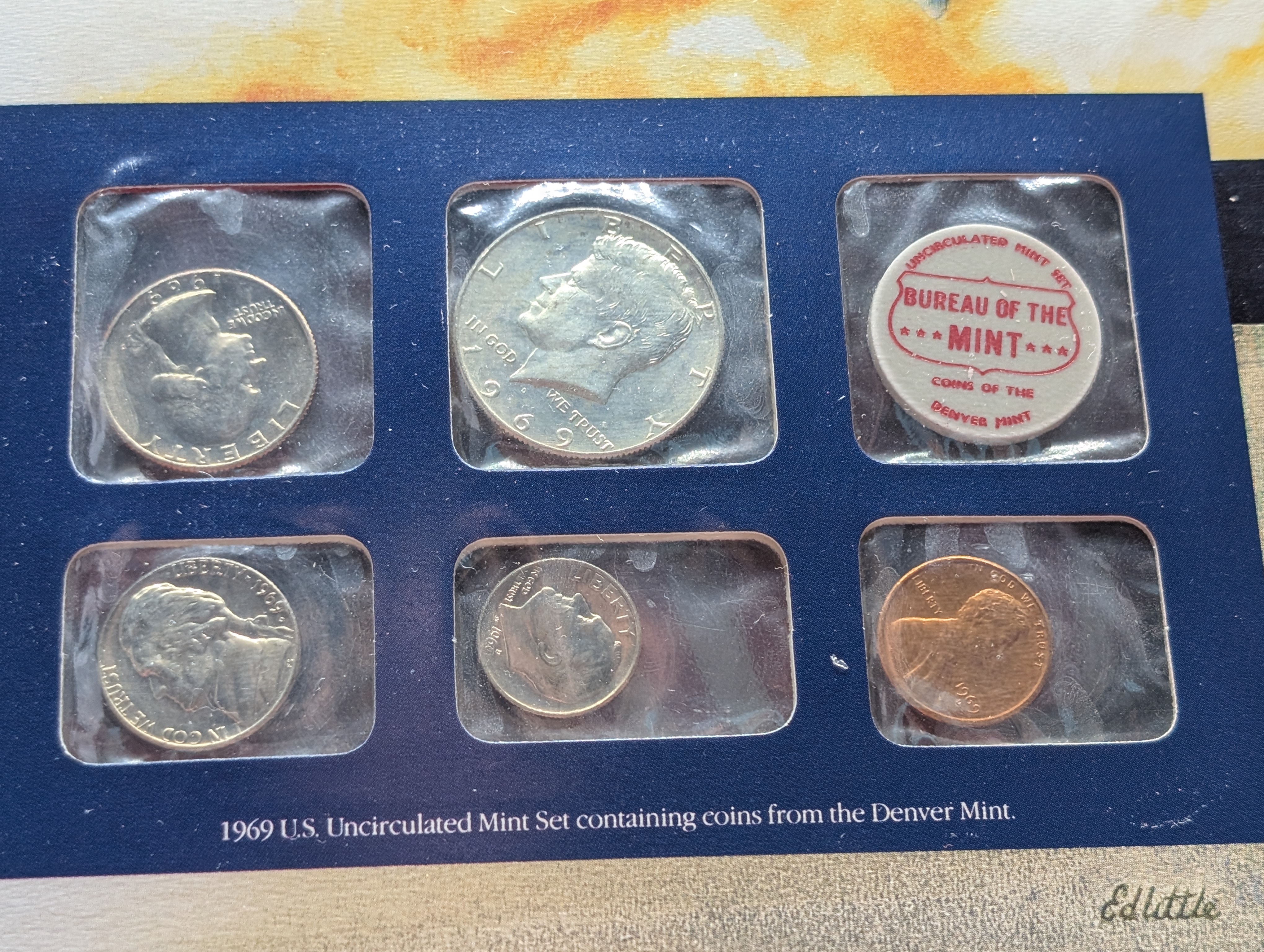 1969-P&D U.S. Mint Uncirculated Set and "S" Mint Mark Cent w/ Historic Stamps - Includes 40% Silver Kennedy Half Dollar
