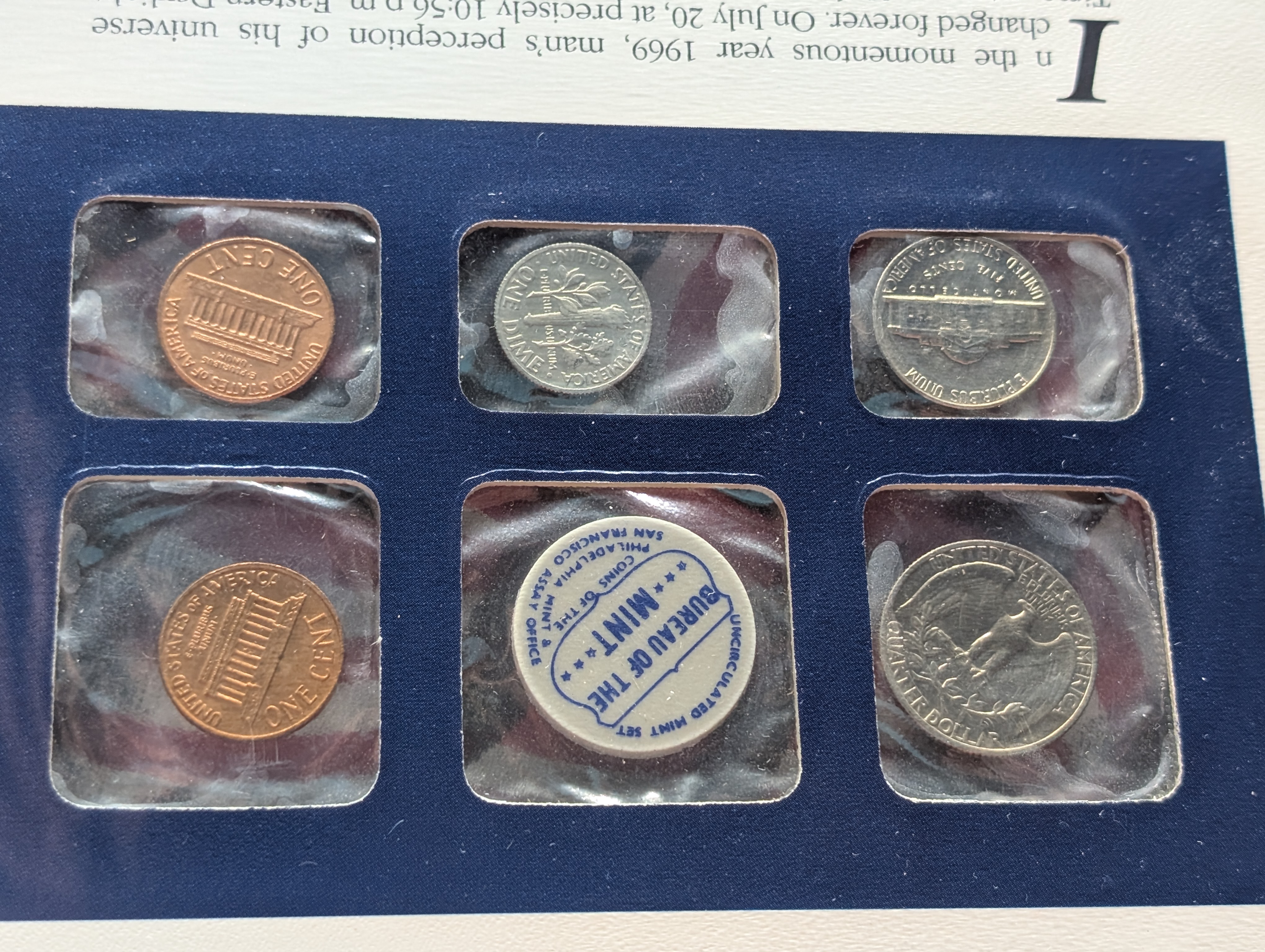 1969-P&D U.S. Mint Uncirculated Set and "S" Mint Mark Cent w/ Historic Stamps - Includes 40% Silver Kennedy Half Dollar