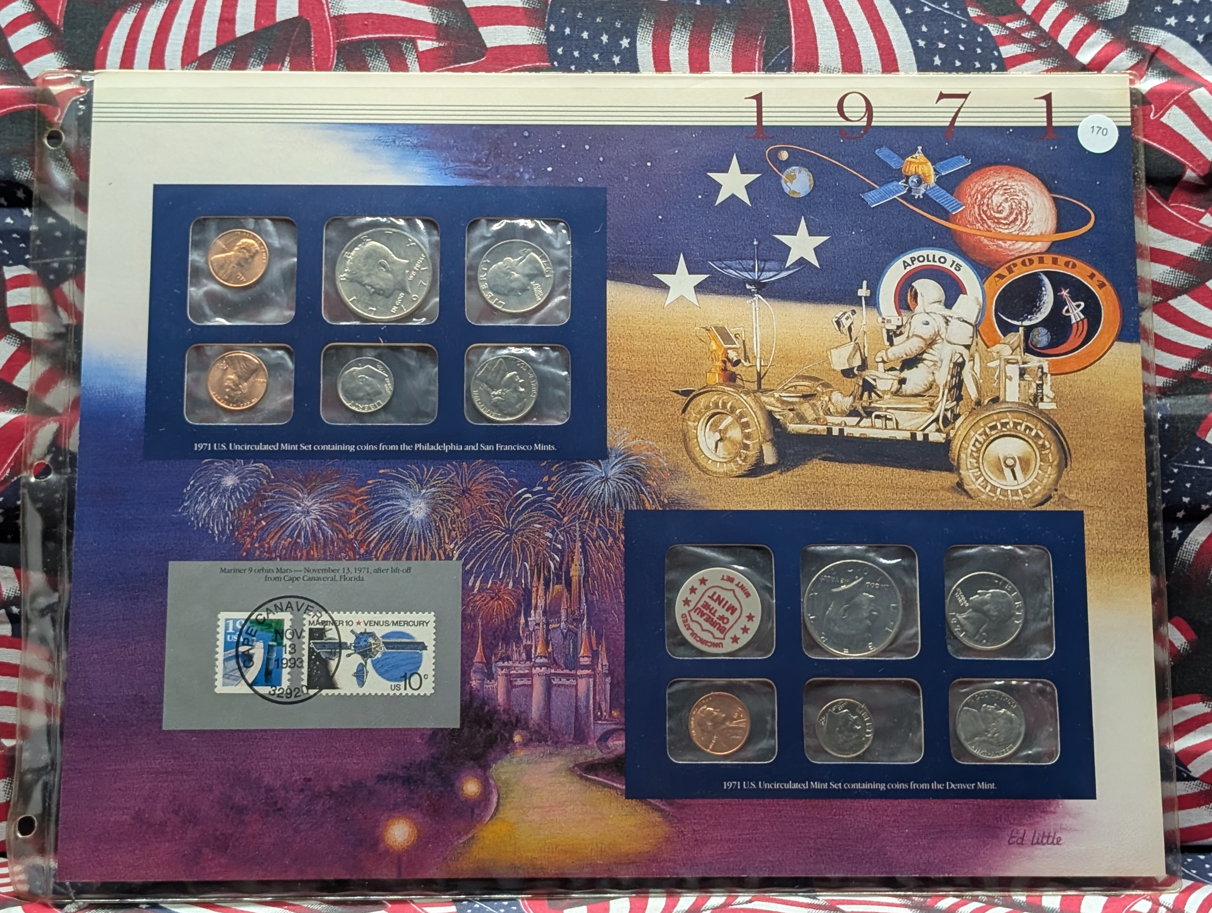 1971-P&D U.S. Mint Uncirculated Set and "S" Mint Mark Cent w/ Historic Stamps