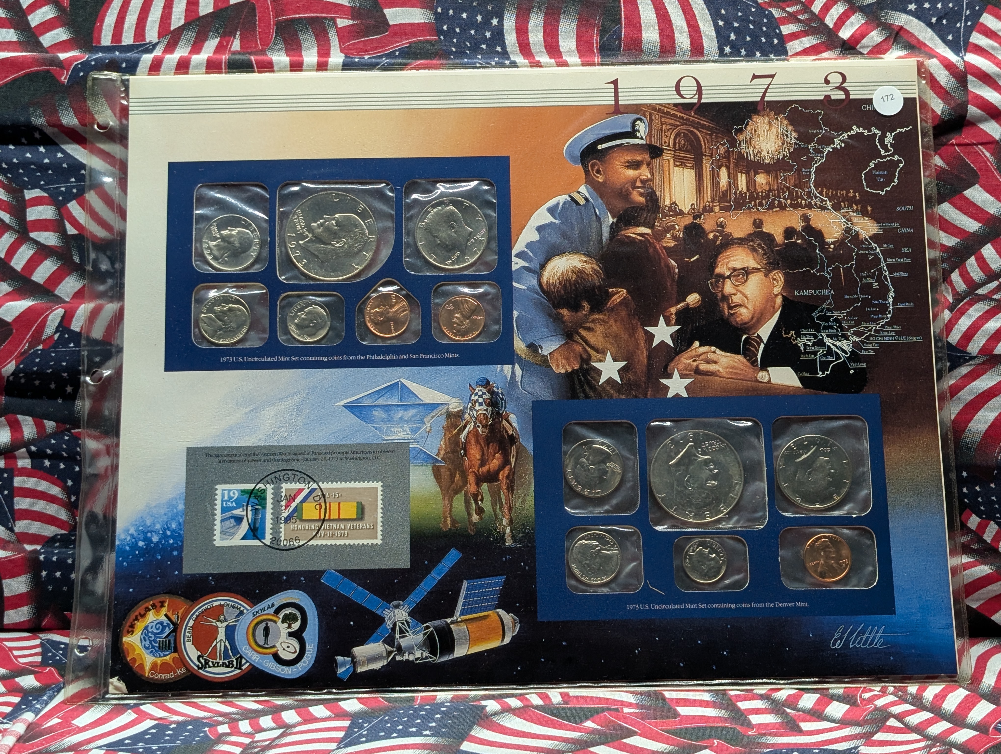 1973-P&D U.S. Mint Uncirculated Set and "S" Mint Mark Cent w/ Historic Stamps