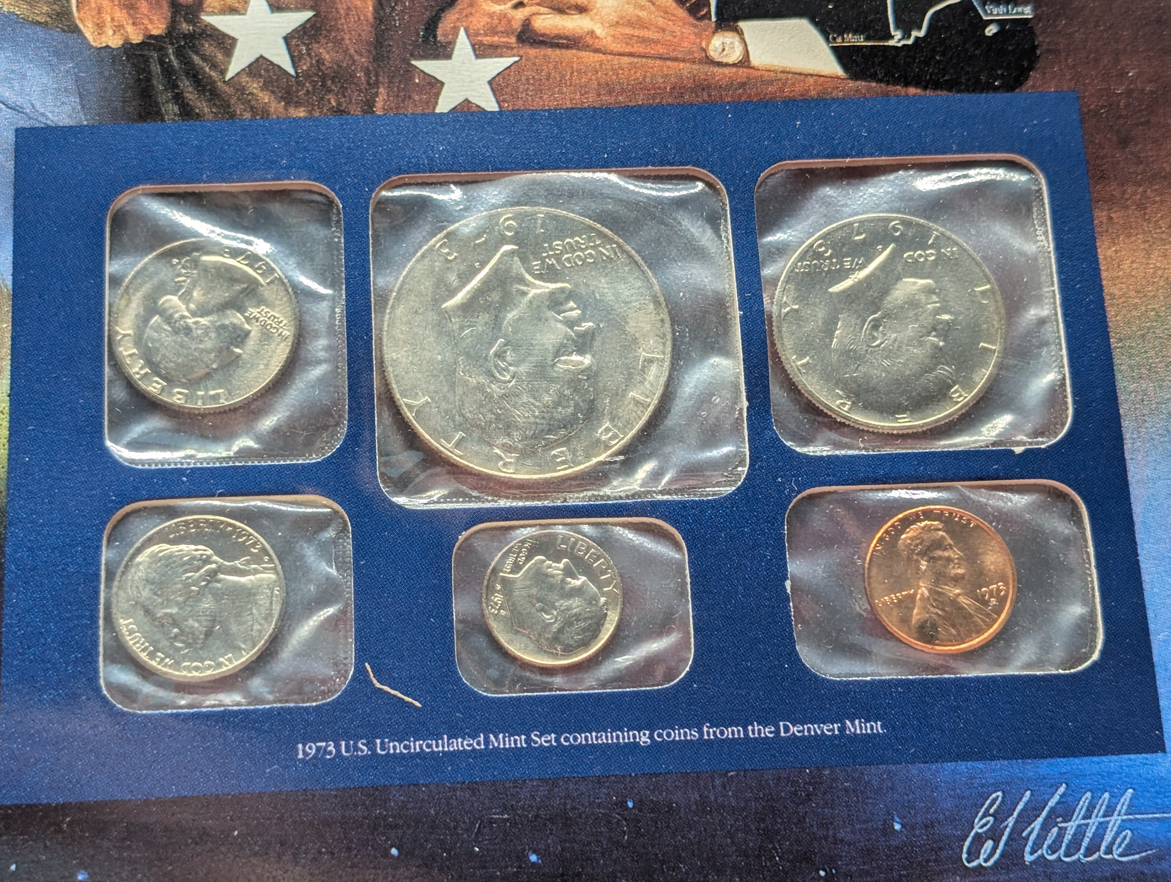 1973-P&D U.S. Mint Uncirculated Set and "S" Mint Mark Cent w/ Historic Stamps