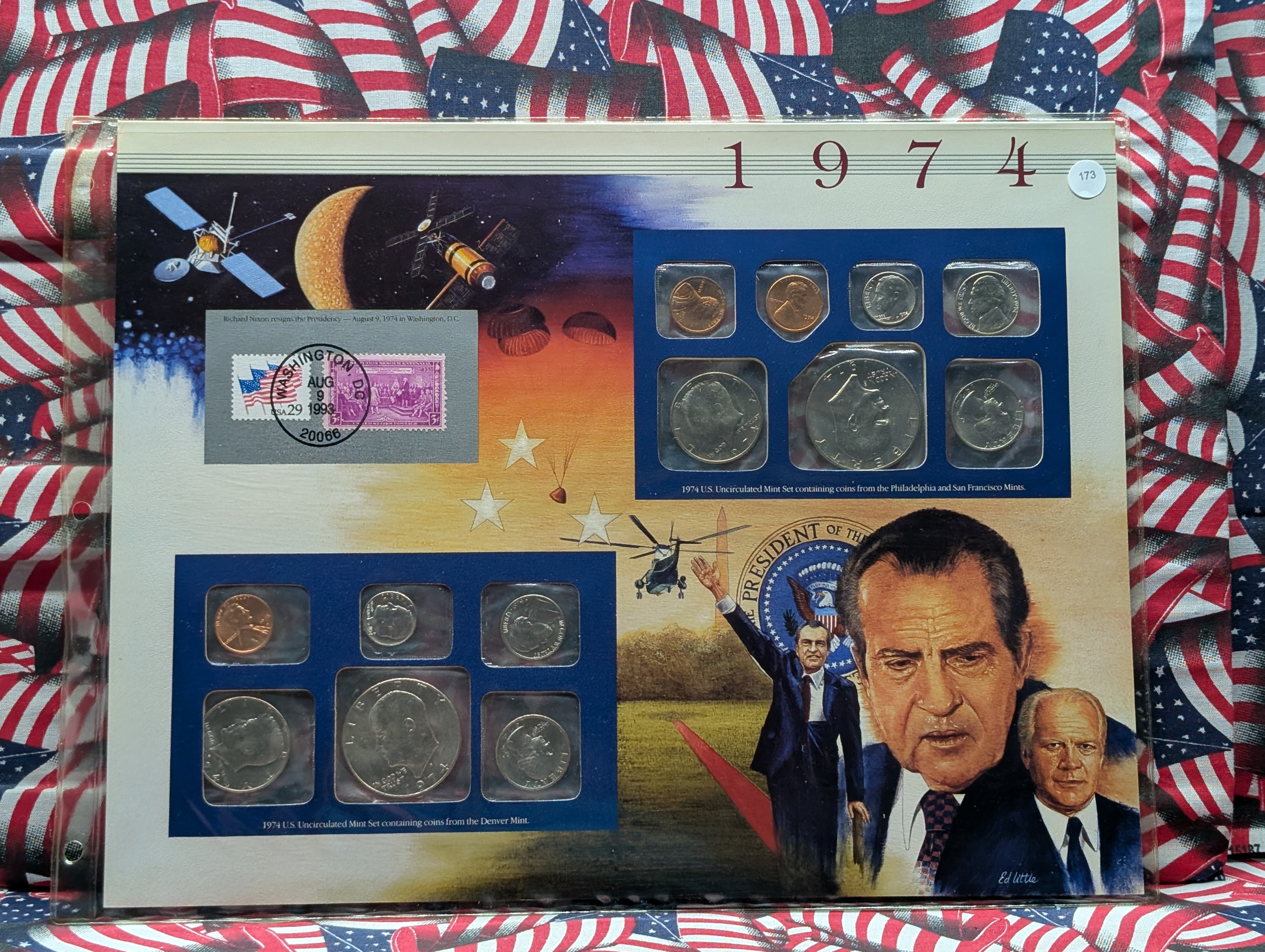 1974-P&D U.S. Mint Uncirculated Set and "S" Mint Mark Cent w/ Historic Stamps