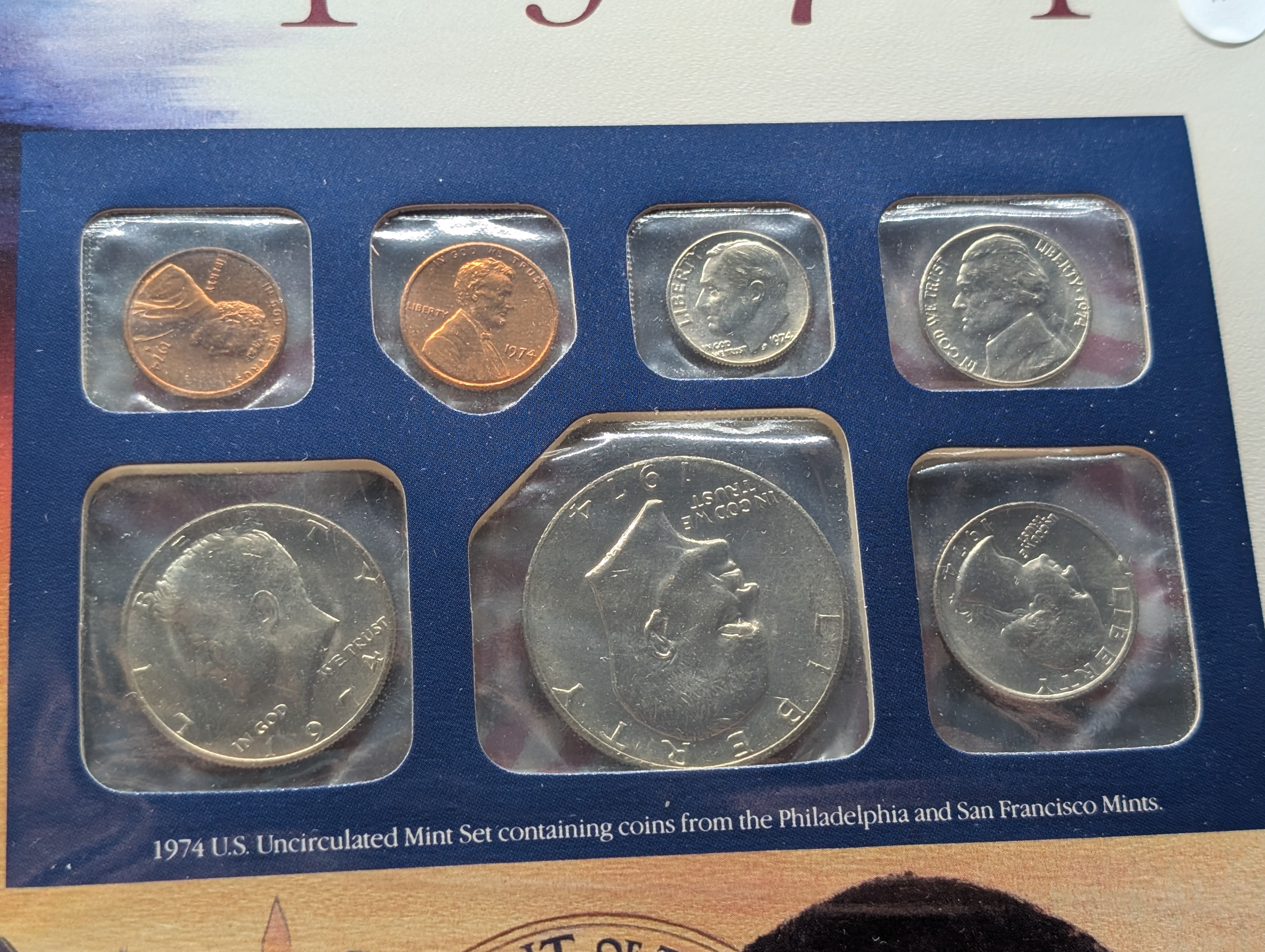 1974-P&D U.S. Mint Uncirculated Set and "S" Mint Mark Cent w/ Historic Stamps