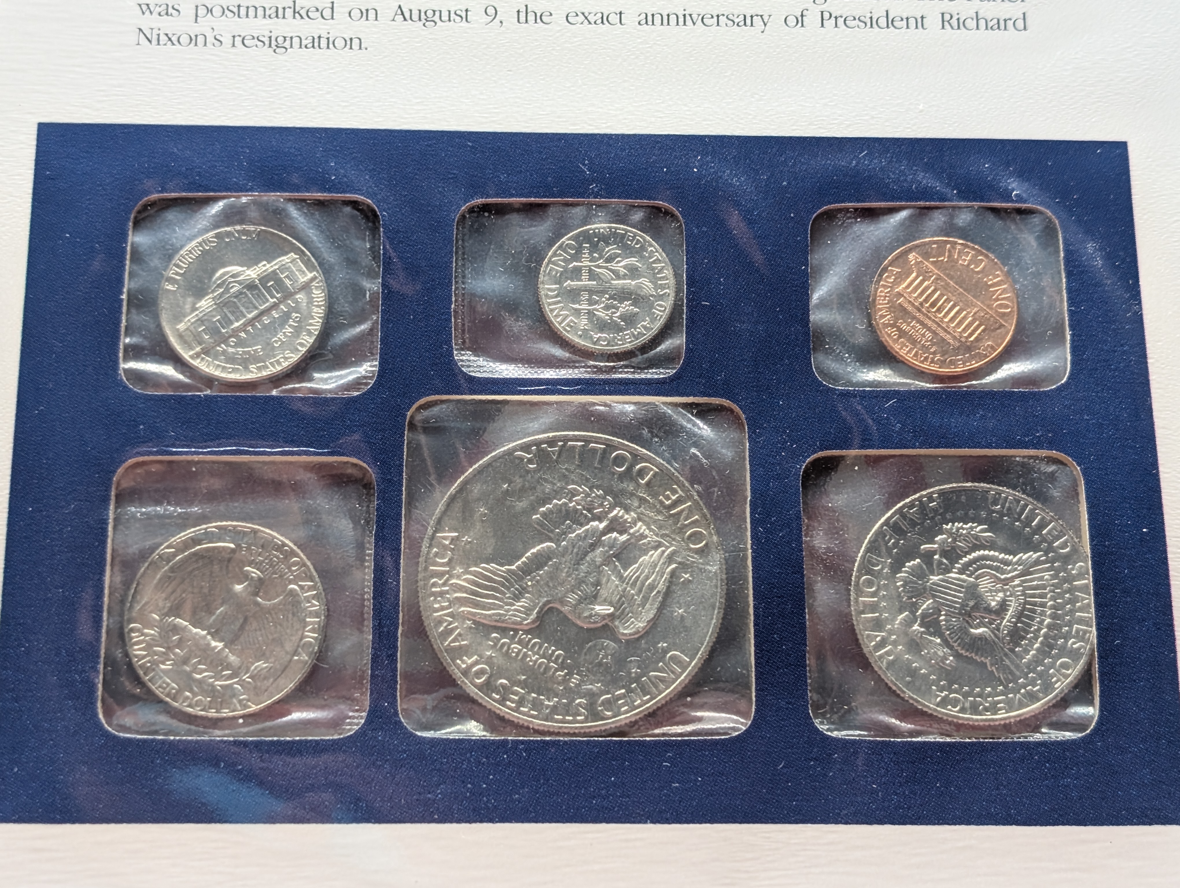 1974-P&D U.S. Mint Uncirculated Set and "S" Mint Mark Cent w/ Historic Stamps