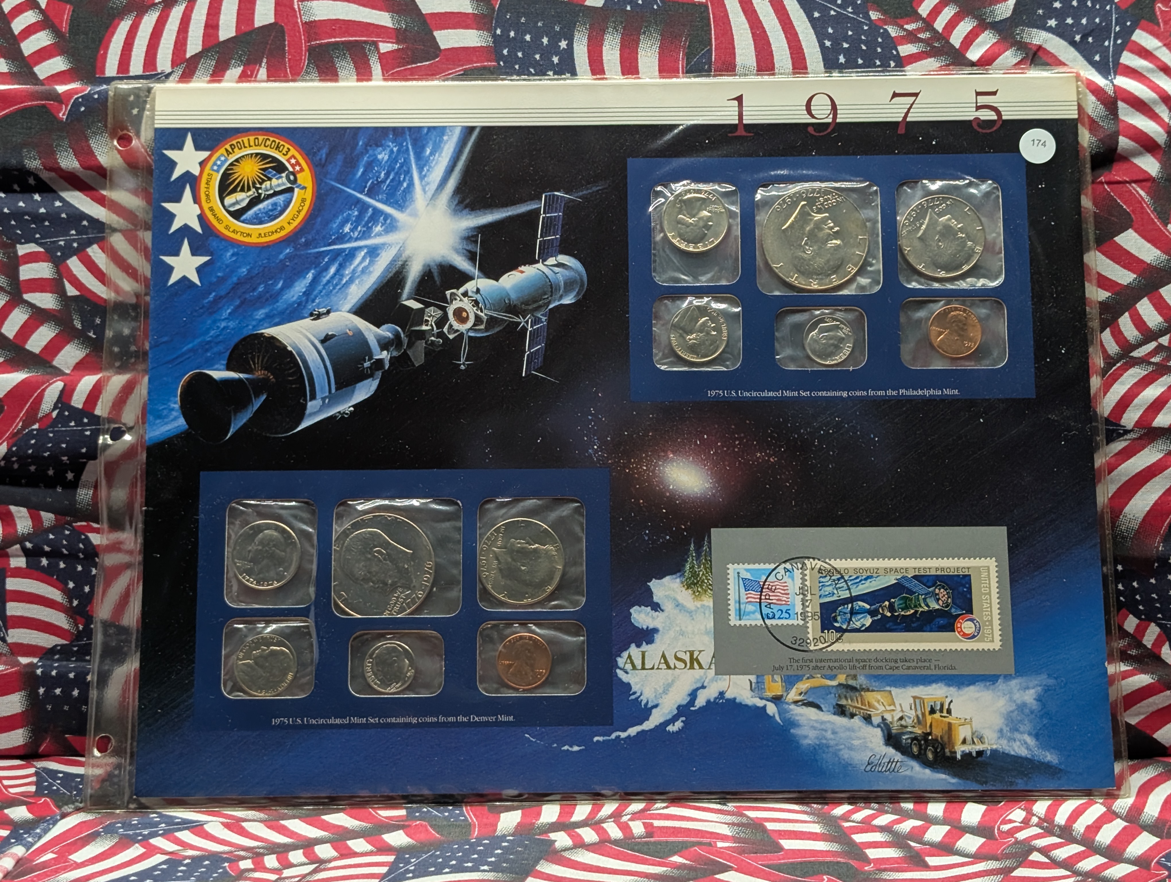 1975-P&D U.S. Mint Uncirculated Set w/ Historic Stamps