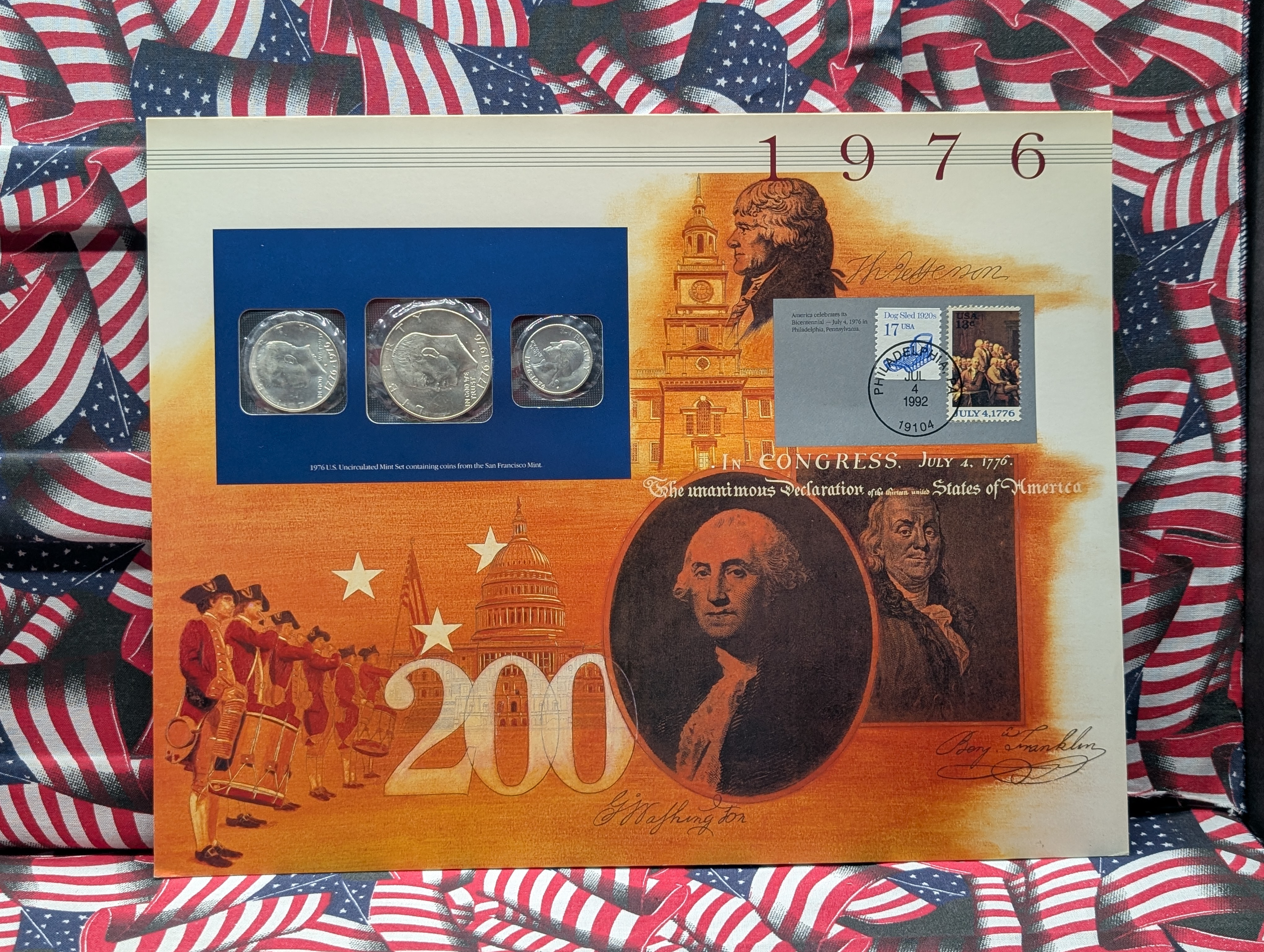 1976-P&D U.S. Mint Uncirculated Set w/ Historic Stamps and a 1976-S Unc. 3- Silver Coin Set w/ Historical Stamp