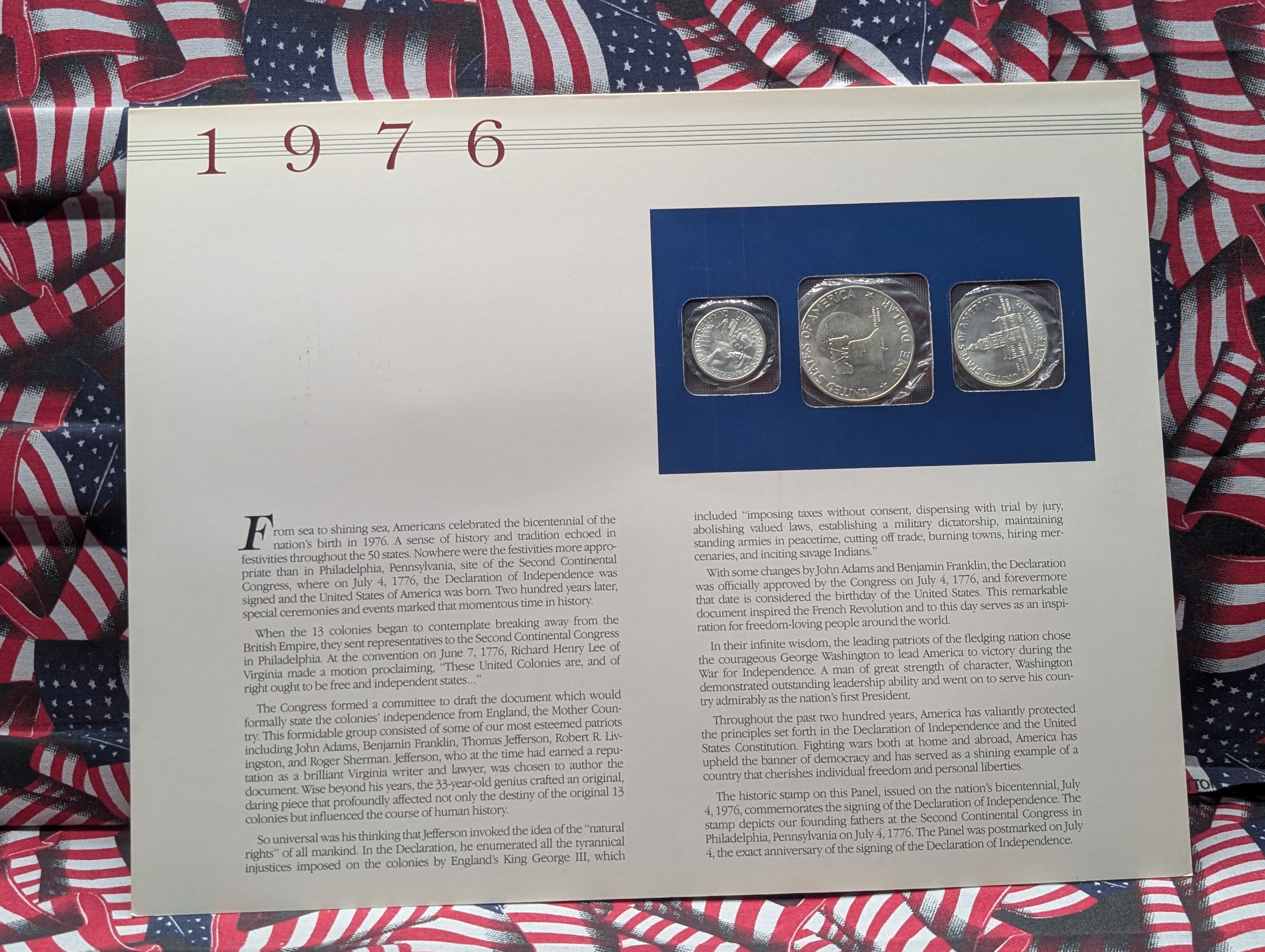 1976-P&D U.S. Mint Uncirculated Set w/ Historic Stamps and a 1976-S Unc. 3- Silver Coin Set w/ Historical Stamp