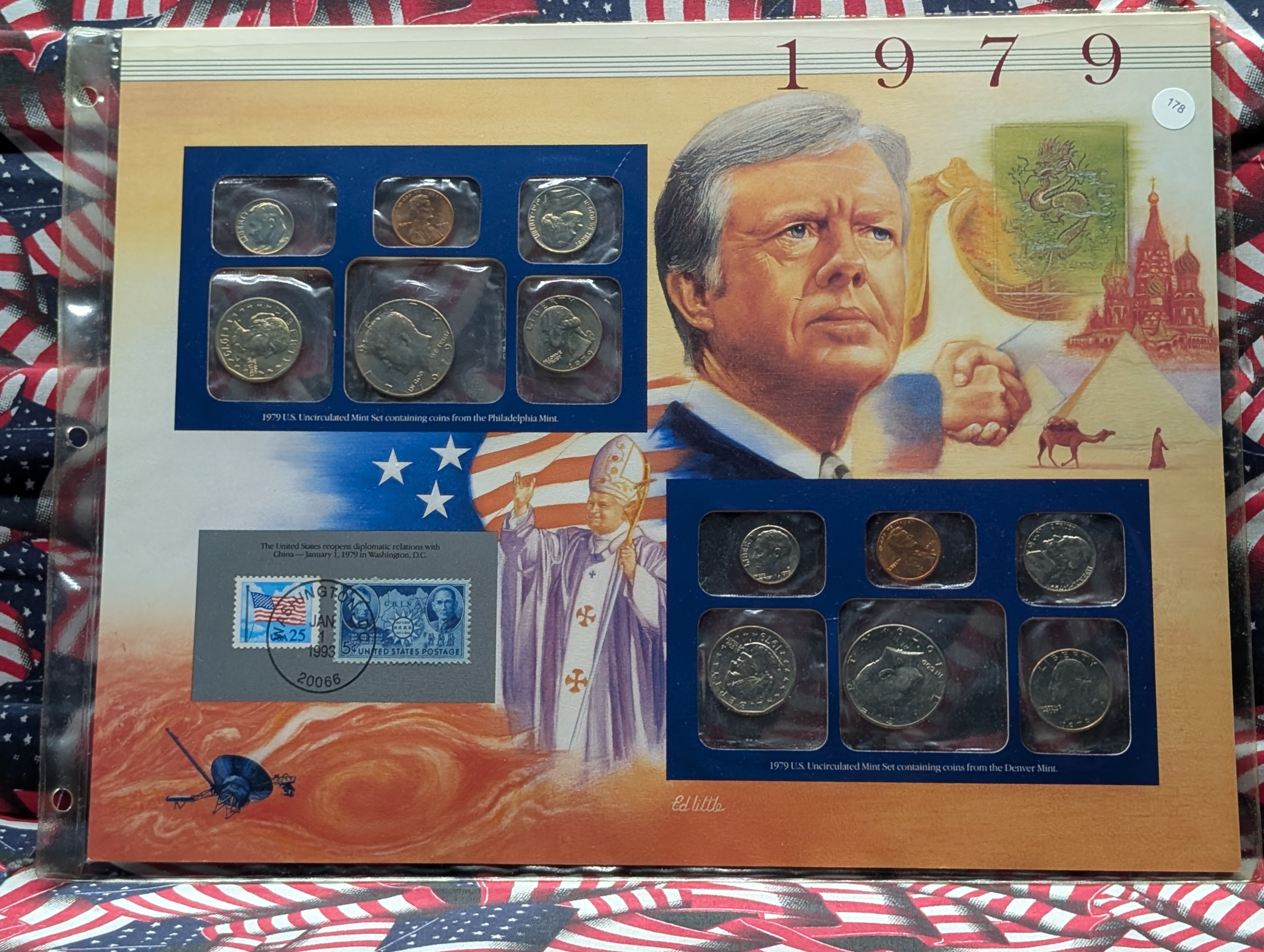 1979-P&D U.S. Mint Uncirculated Set w/ Historic Stamps