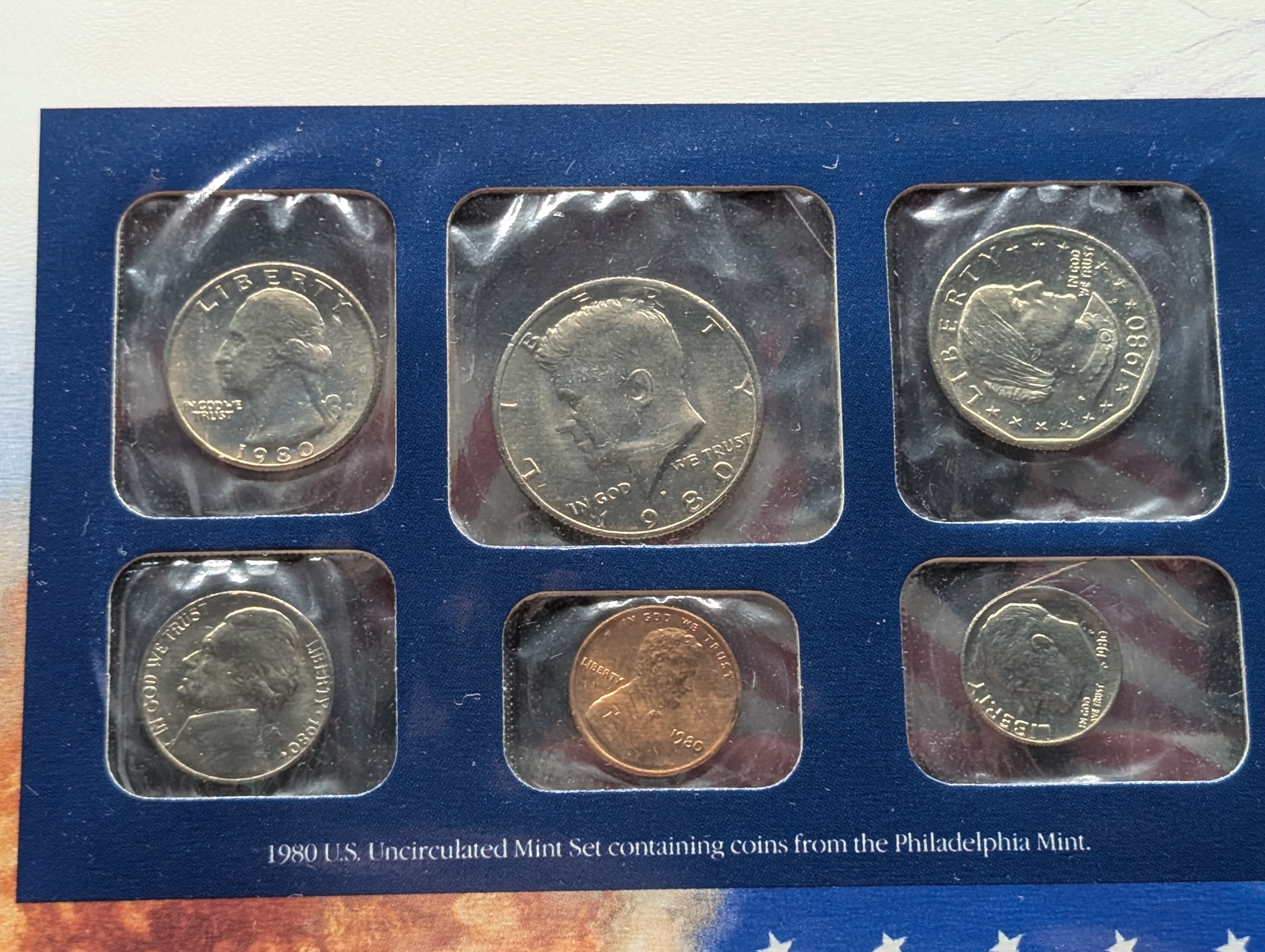 1980-P&D U.S. Mint Uncirculated Set w/ Historic Stamps and P,D & S Susan B. Anthony Dollars