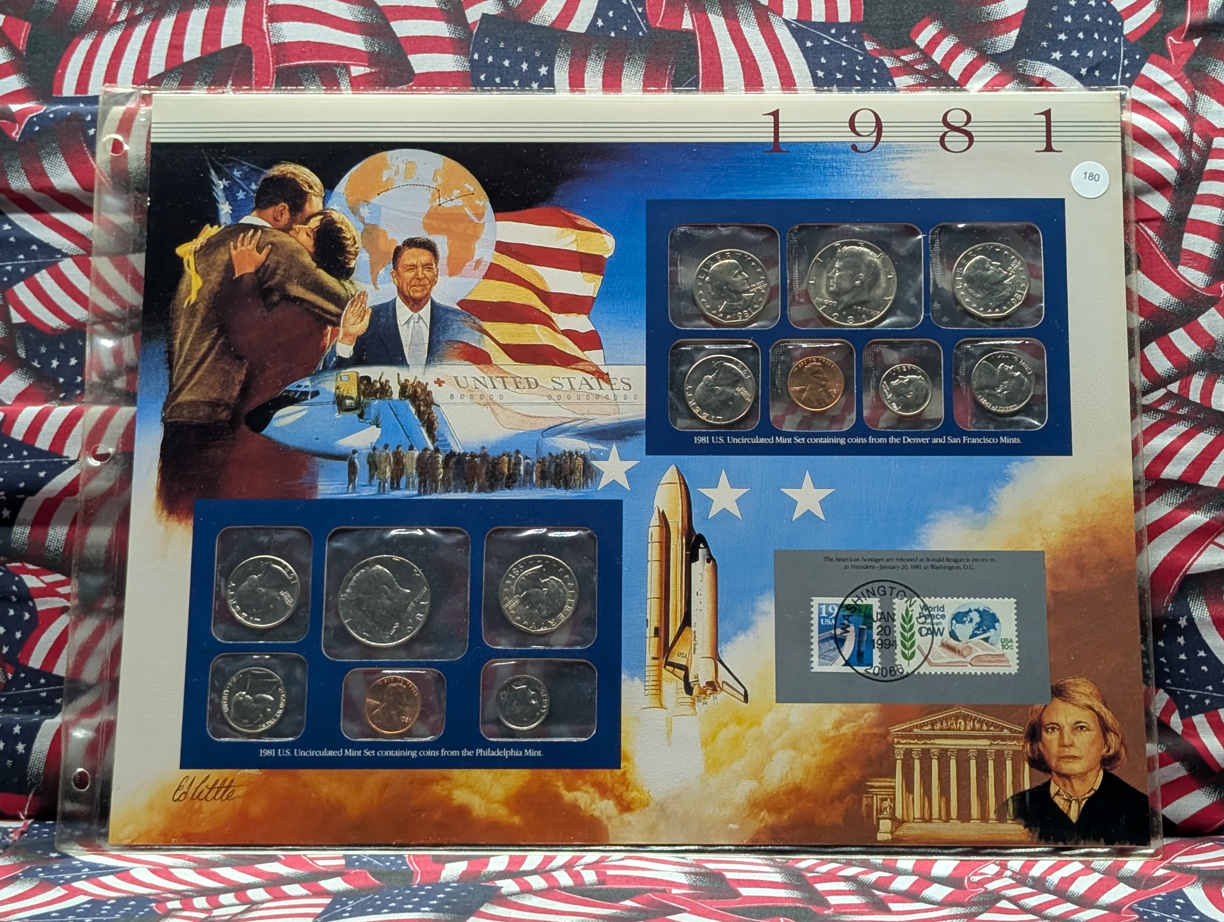 1981-P&D U.S. Mint Uncirculated Set w/ Historic Stamps and P,D & S Susan B. Anthony Dollars