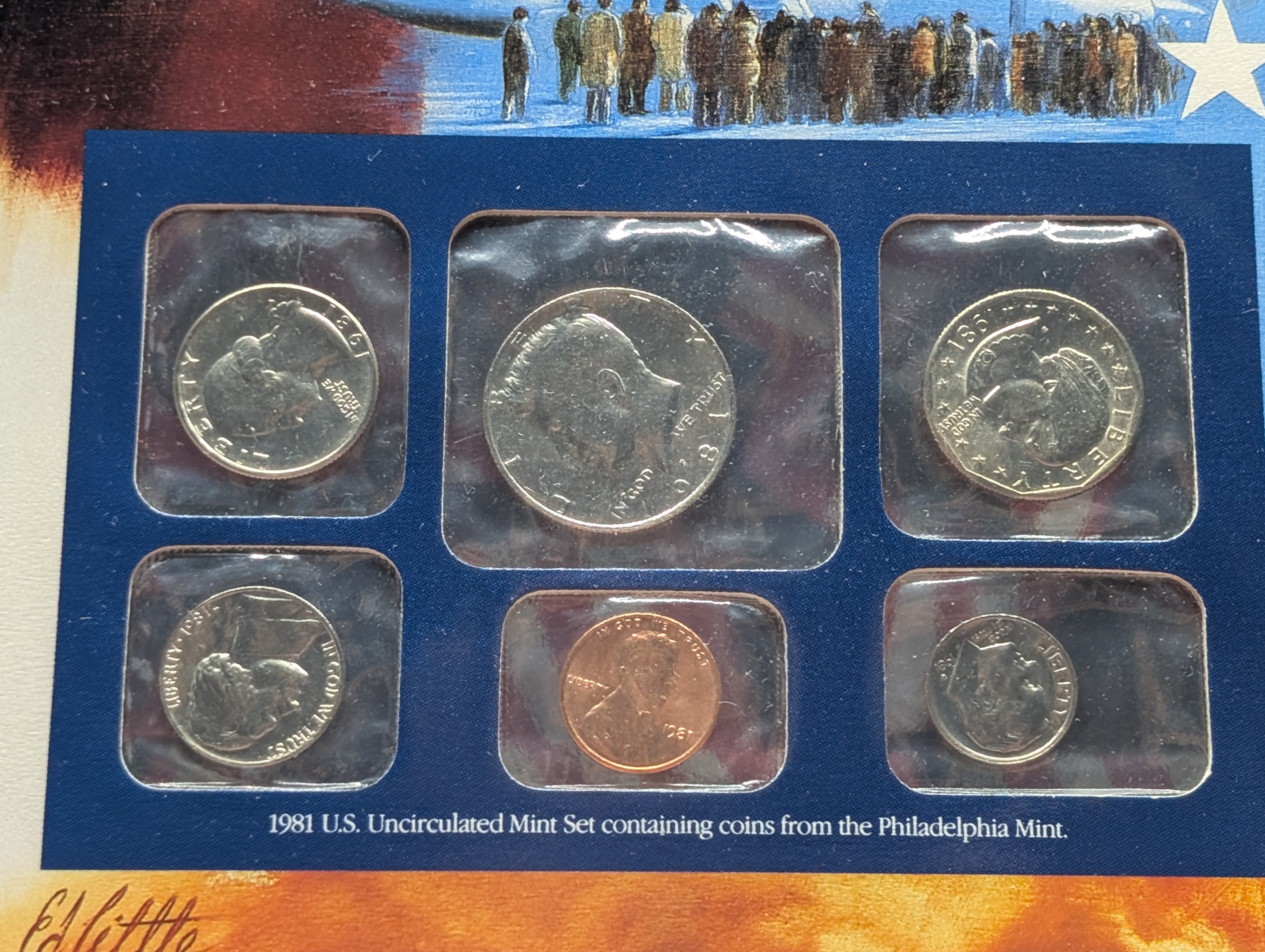 1981-P&D U.S. Mint Uncirculated Set w/ Historic Stamps and P,D & S Susan B. Anthony Dollars