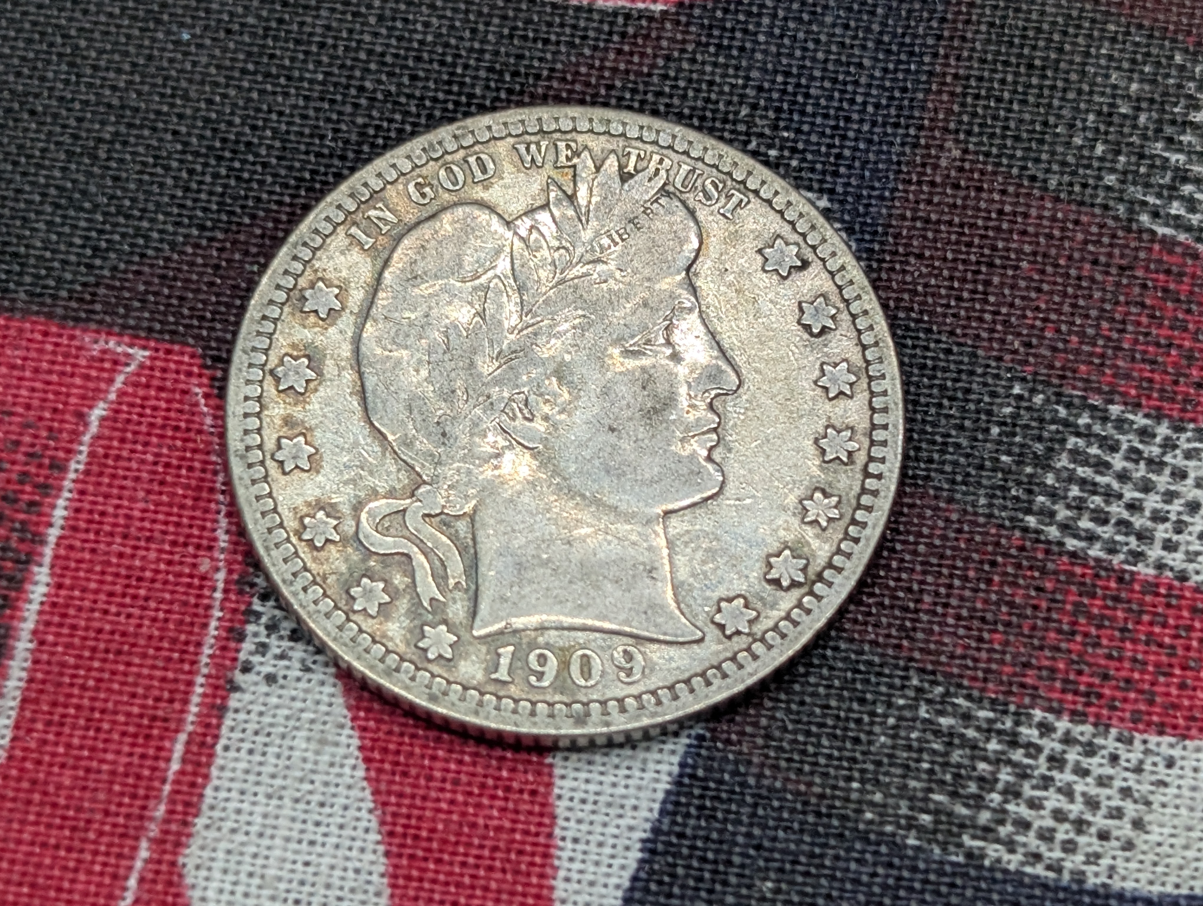 1909 Barber 90% Silver Quarter