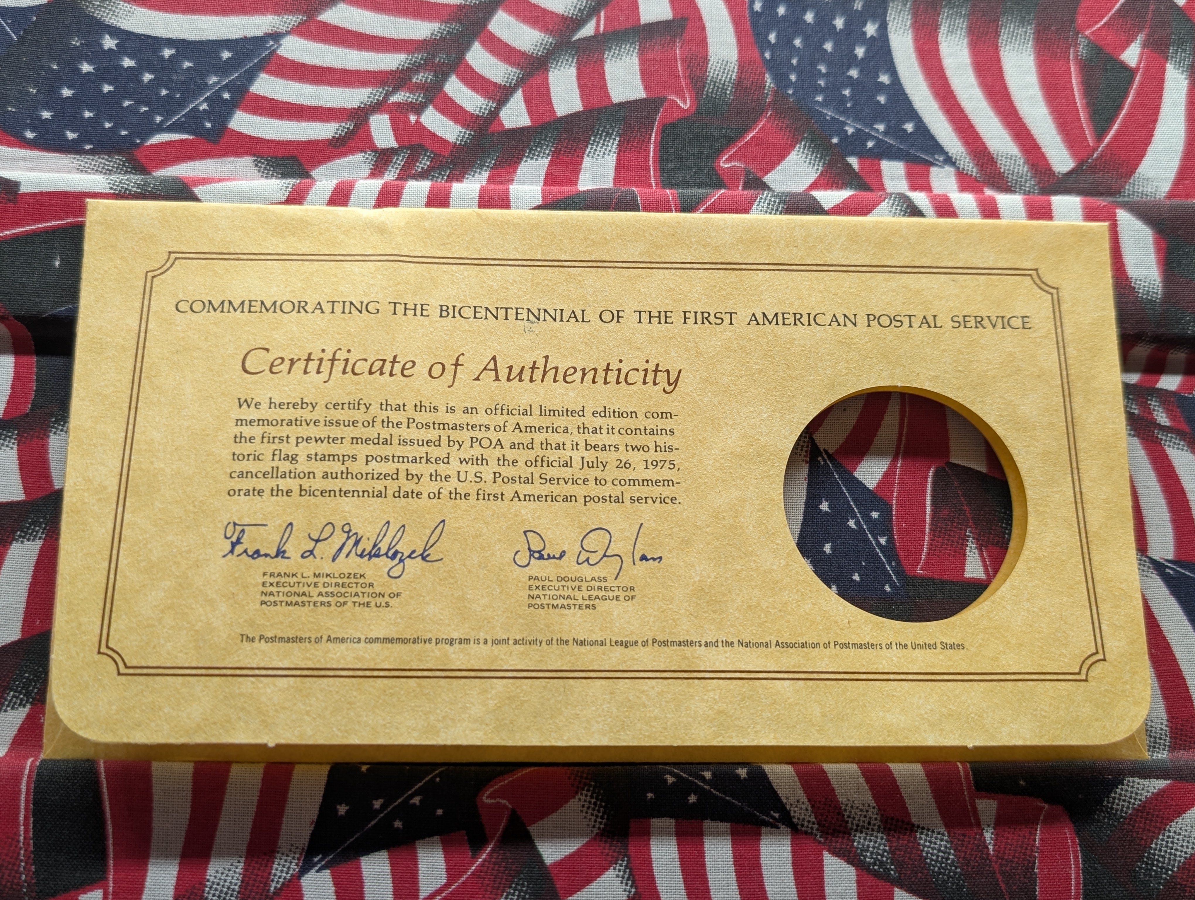 Postal Service Bicentennial Limited Edition Commemorative Pewter Medal