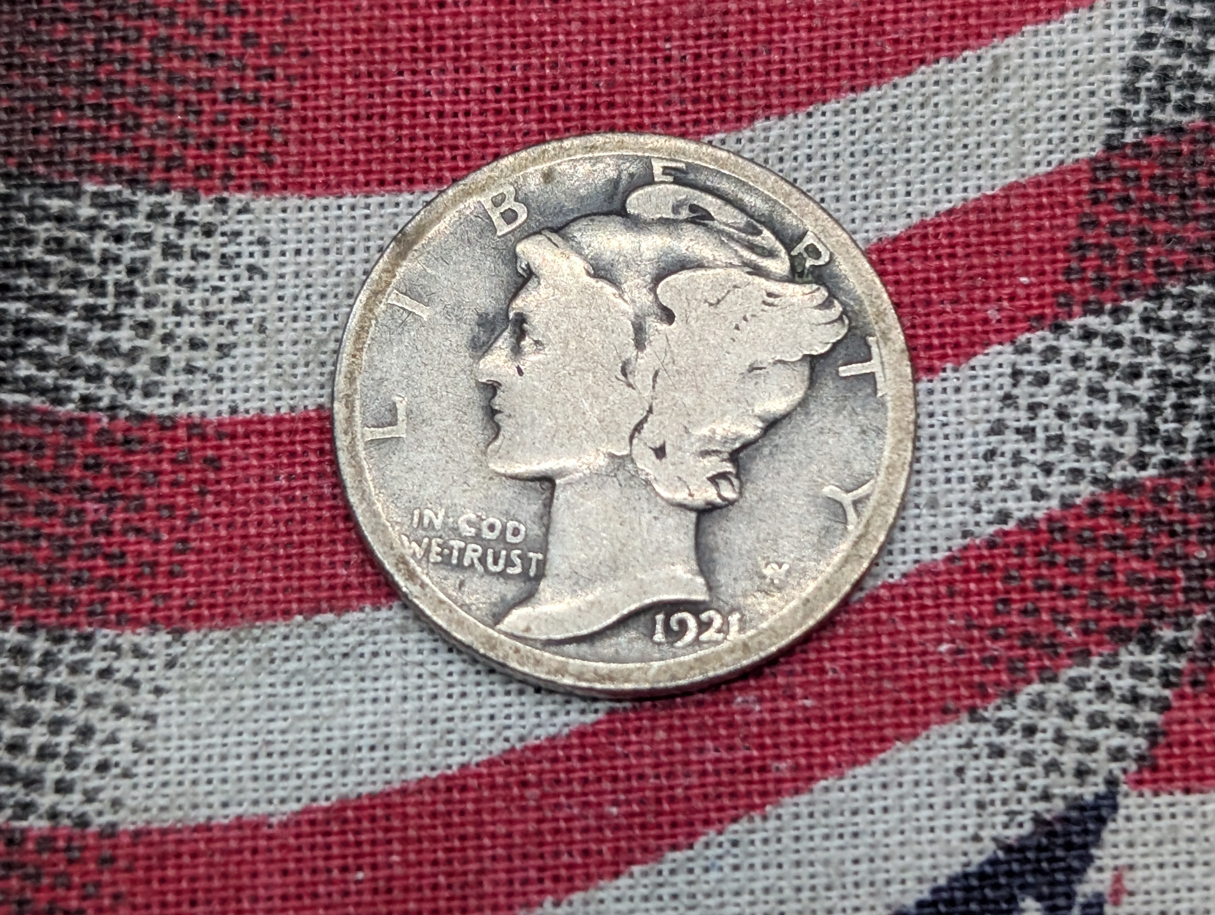 1921-P Mercury 90% Silver Dime - Scarce Semi-Key Date