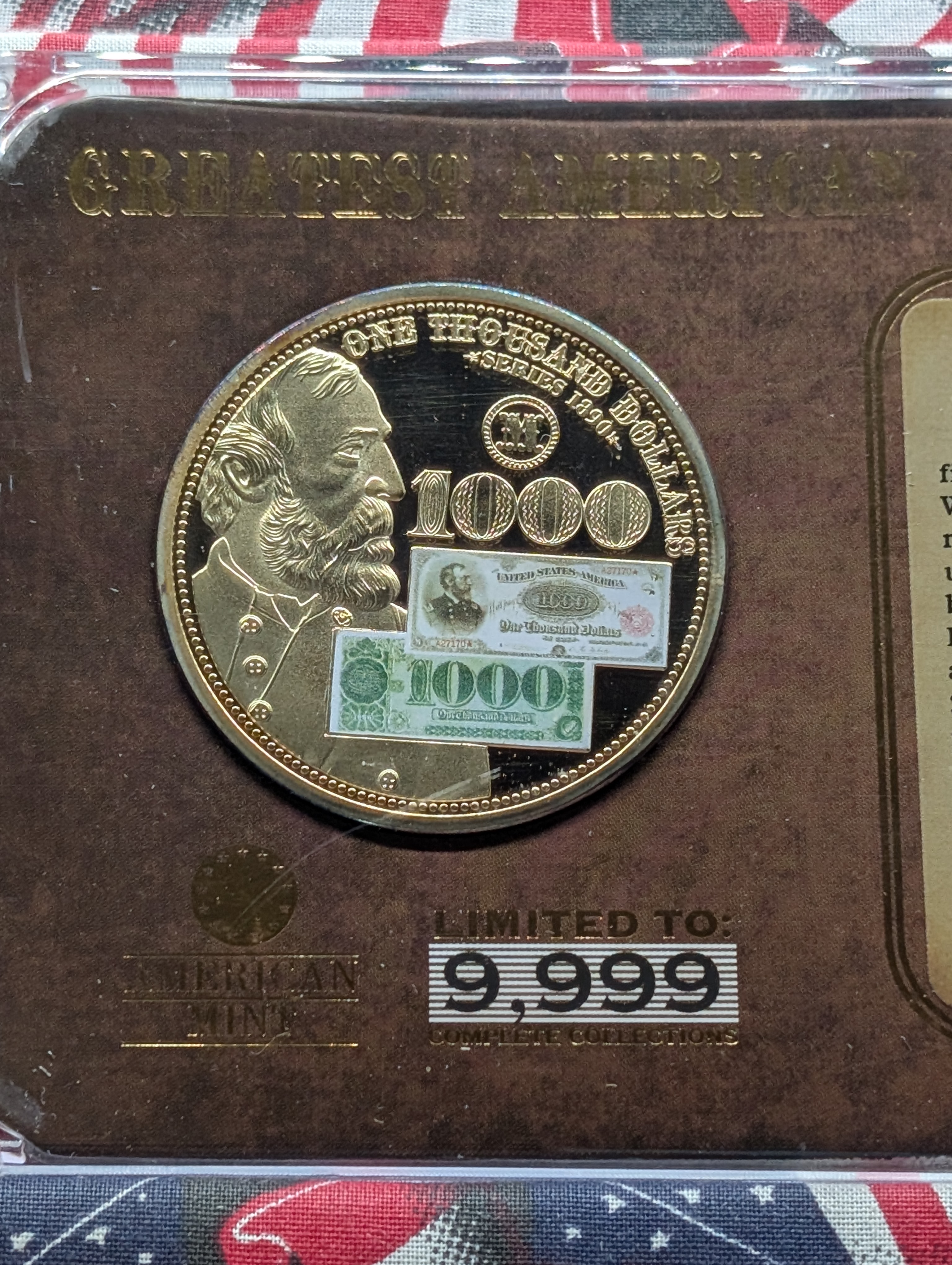 Proof Extra Large GOLD Layered 1890 $1,000 Grand Watermelon Note Commemorative Medal - Limited To 9,999