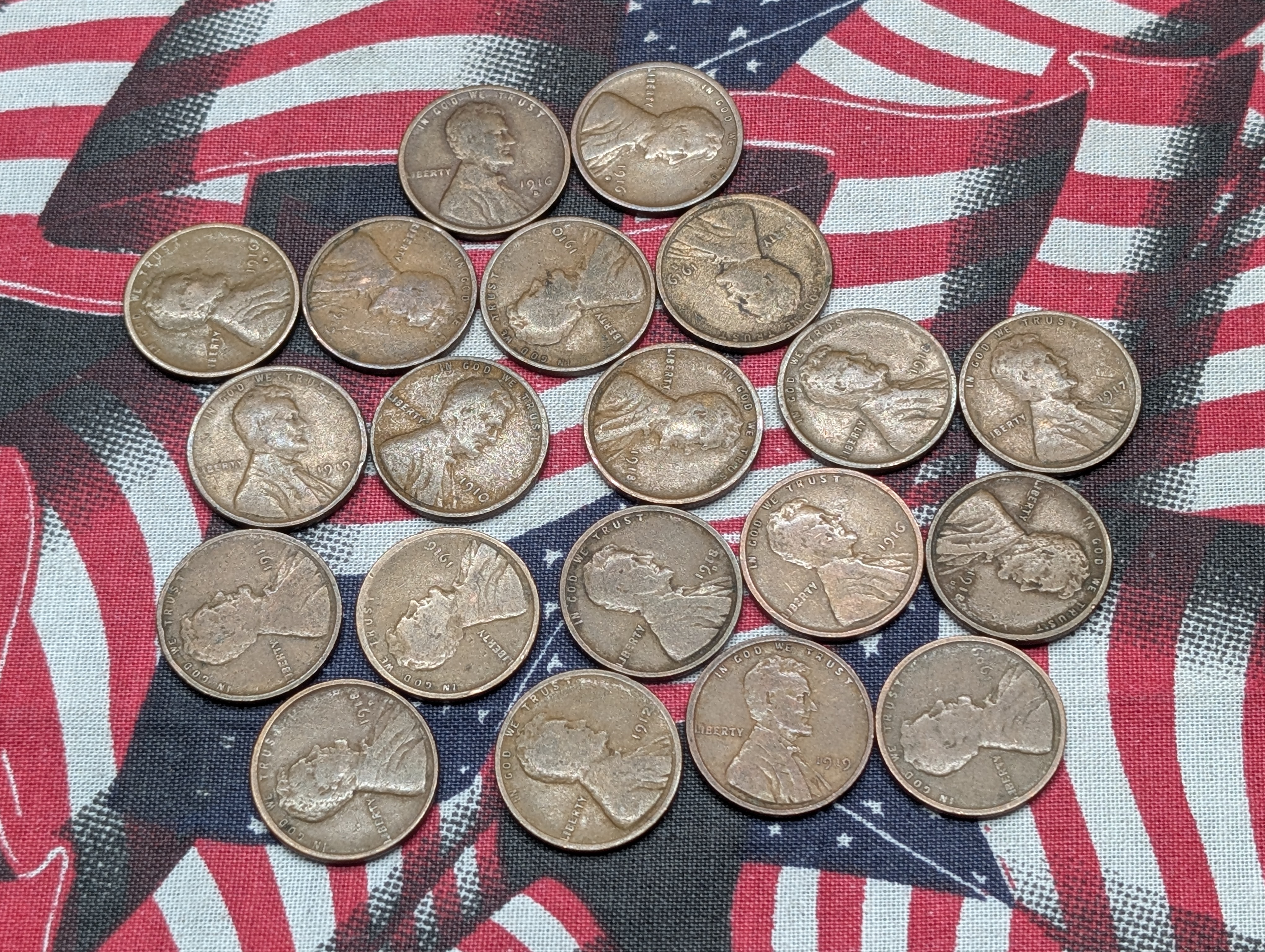 (20) 1910s & Teens Lincoln Wheat Cents