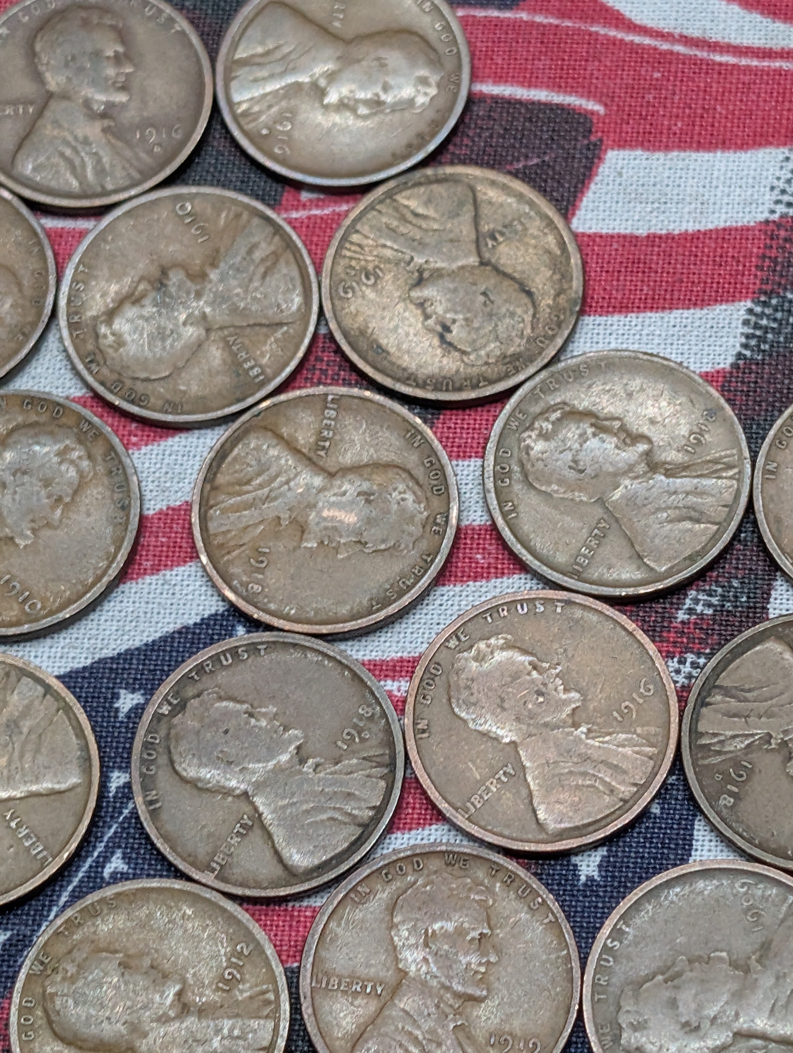 (20) 1910s & Teens Lincoln Wheat Cents