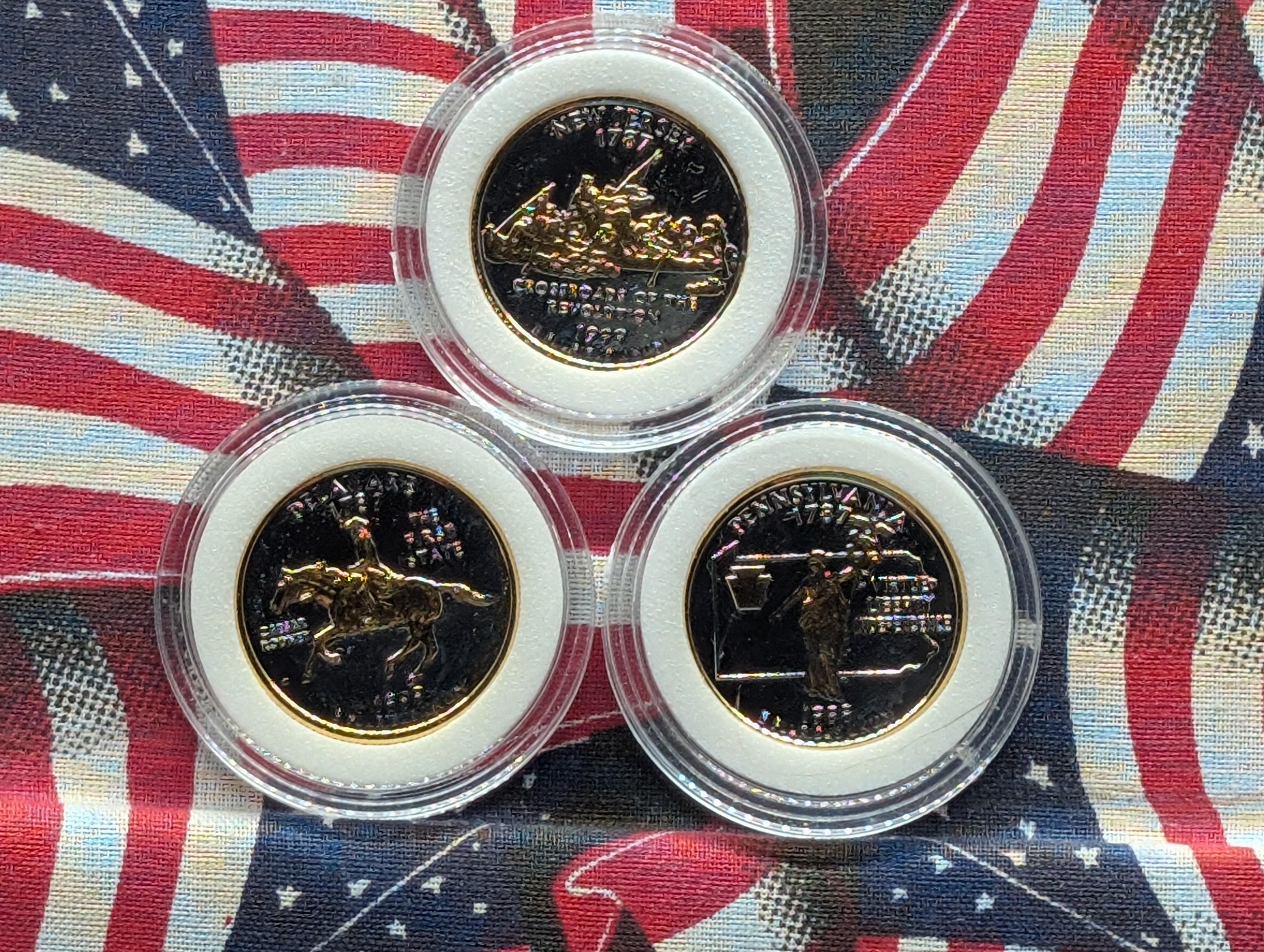 1999 & 2000 Gold Accented 7-Coin State Quarter Set